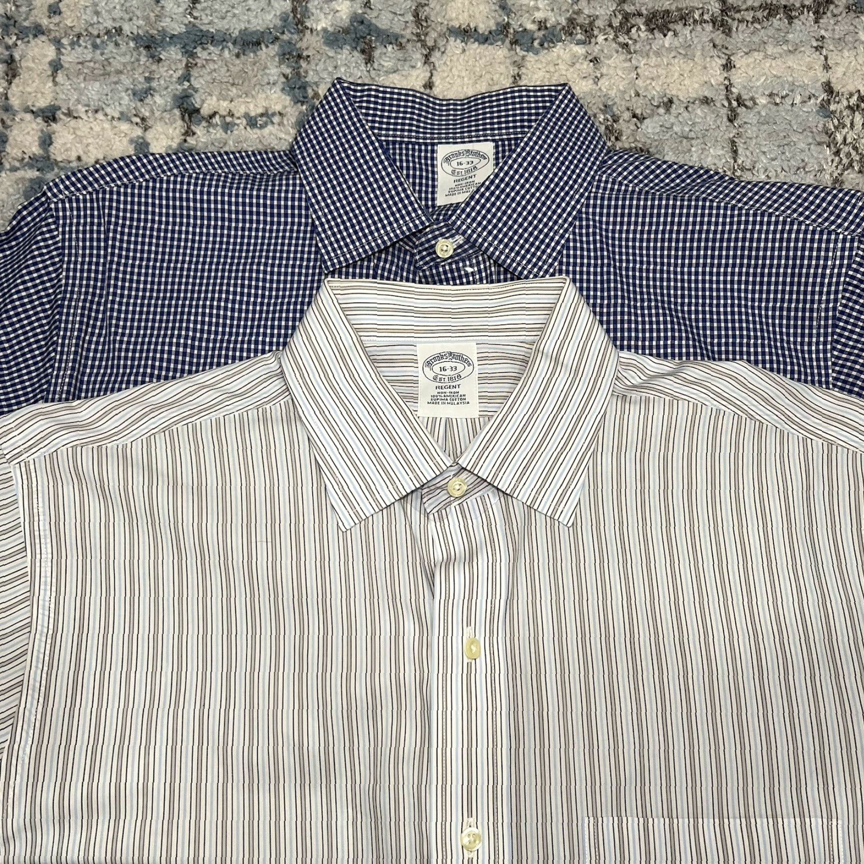 Brooks Brothers Brooks Brothers 1818 Dress Shirt Lot 16 33 Non Iron Supima Cotton Regent Polka Dot/Blue Regular Men's Shirt Size 42R - 2 Thumbnail