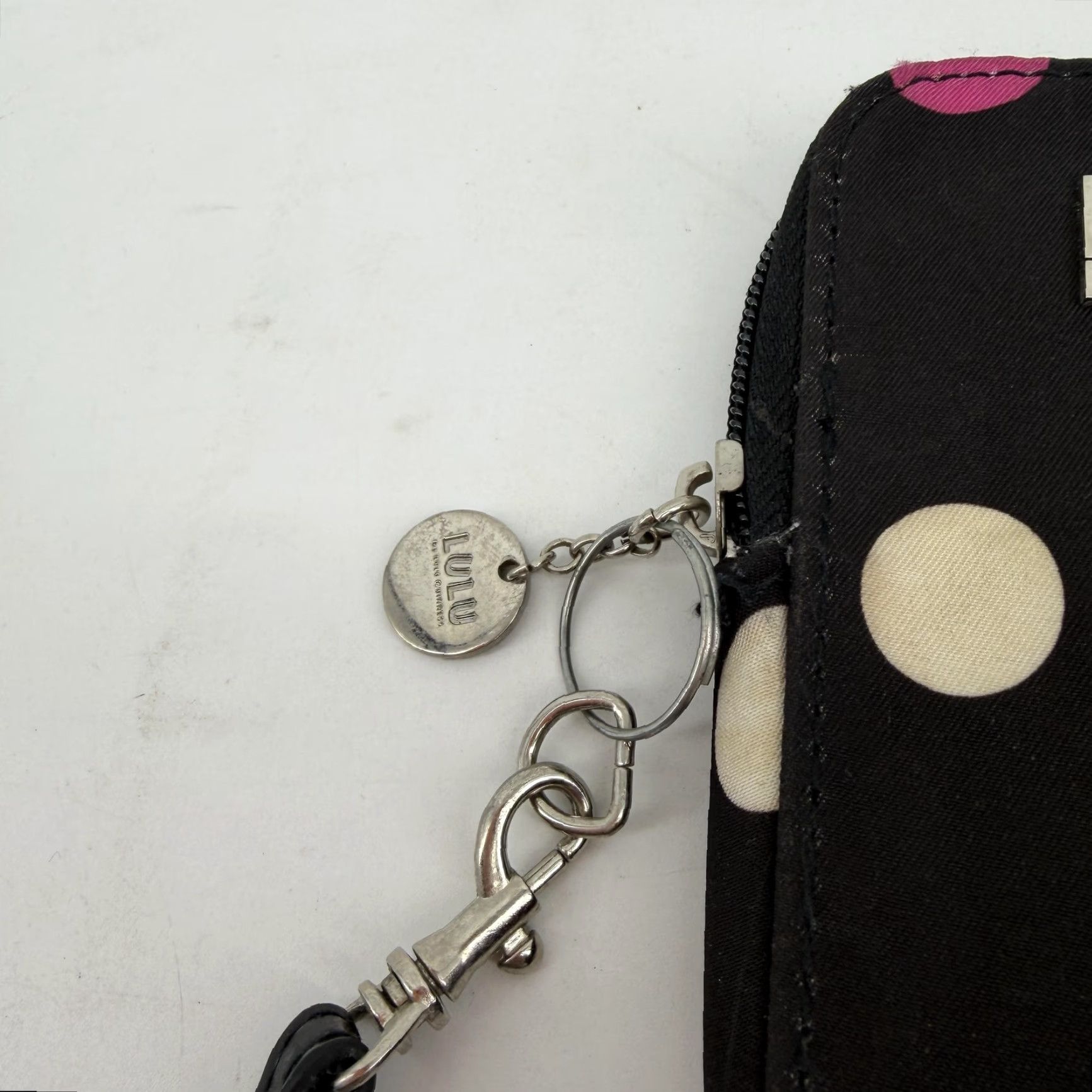 Vintage Lulu by Lulu Guinness Wristlet Pouch Wallet Womens One Size Black Polka Dot Wristlet Polka Dot Wallet Black Exterior Logo Zip-Around Strap Size ONE SIZE - 2 Thumbnail