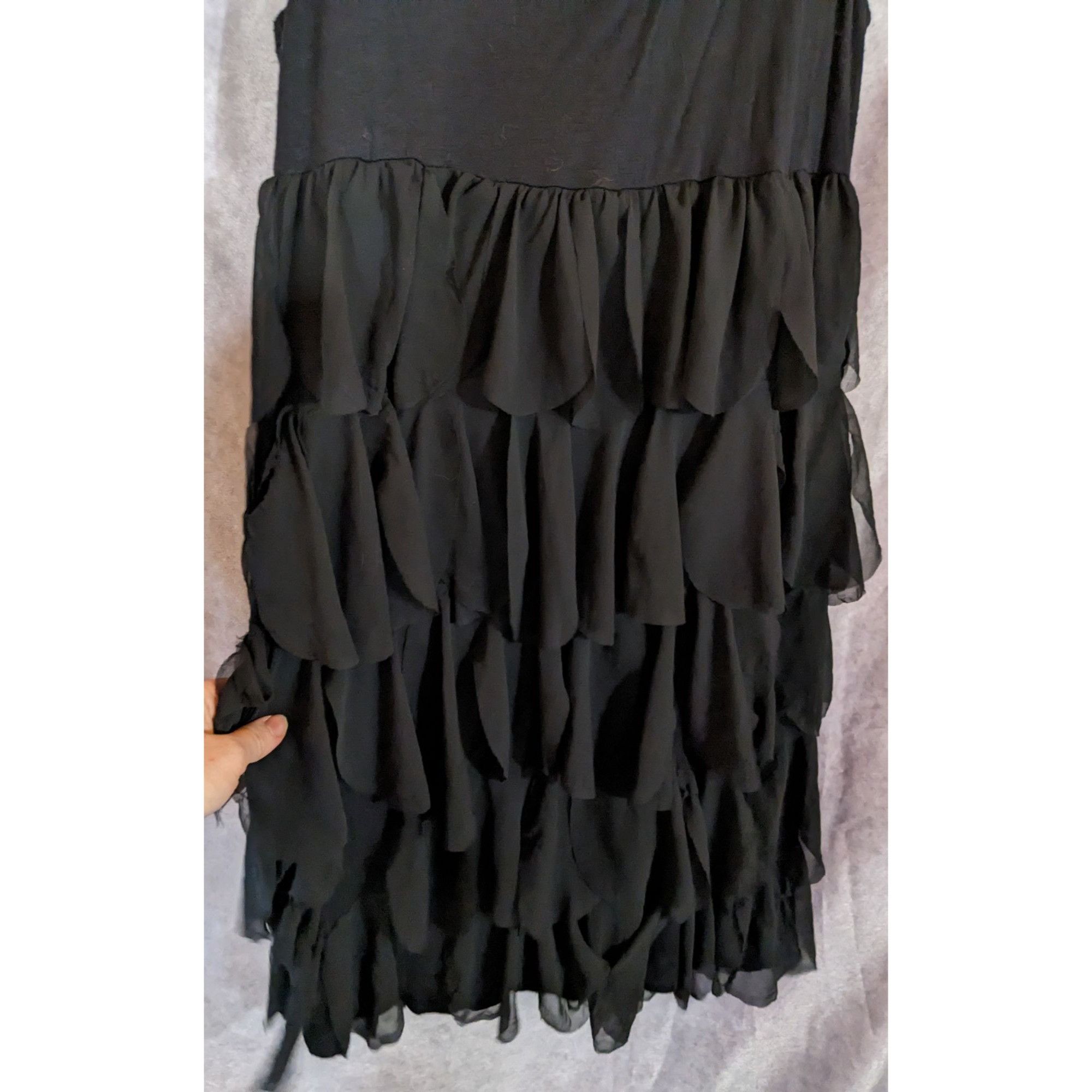 Alfani Alfani Petite Black Tiered Ruffle Sleeveless Dress Size Smal Size S / US 4 / IT 40 - 5 Thumbnail