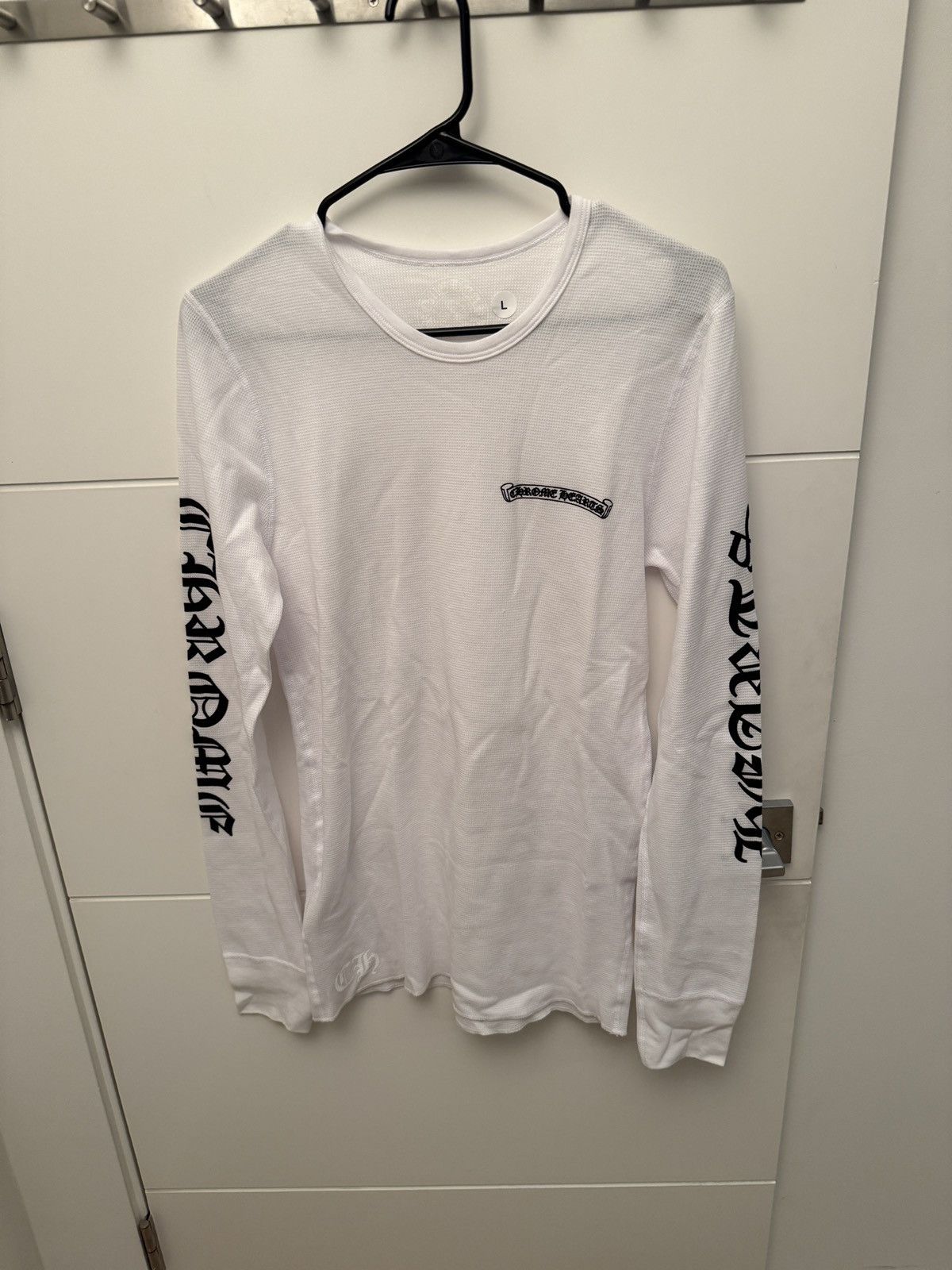 Chrome Hearts Chrome Hearts Scroll Logo Long-Sleeve Thermal T-Shirt 'White Size US L / EU 52-54 / 3 - 1 Thumbnail