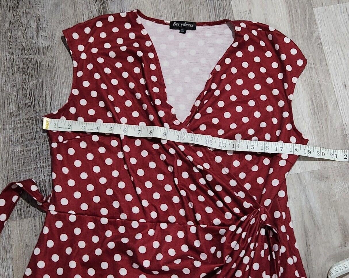 Designer Berydress Extra Large Polka Dot Red Maroon Wrap Style Tie Size XL / US 12-14 / IT 48-50 - 4 Thumbnail
