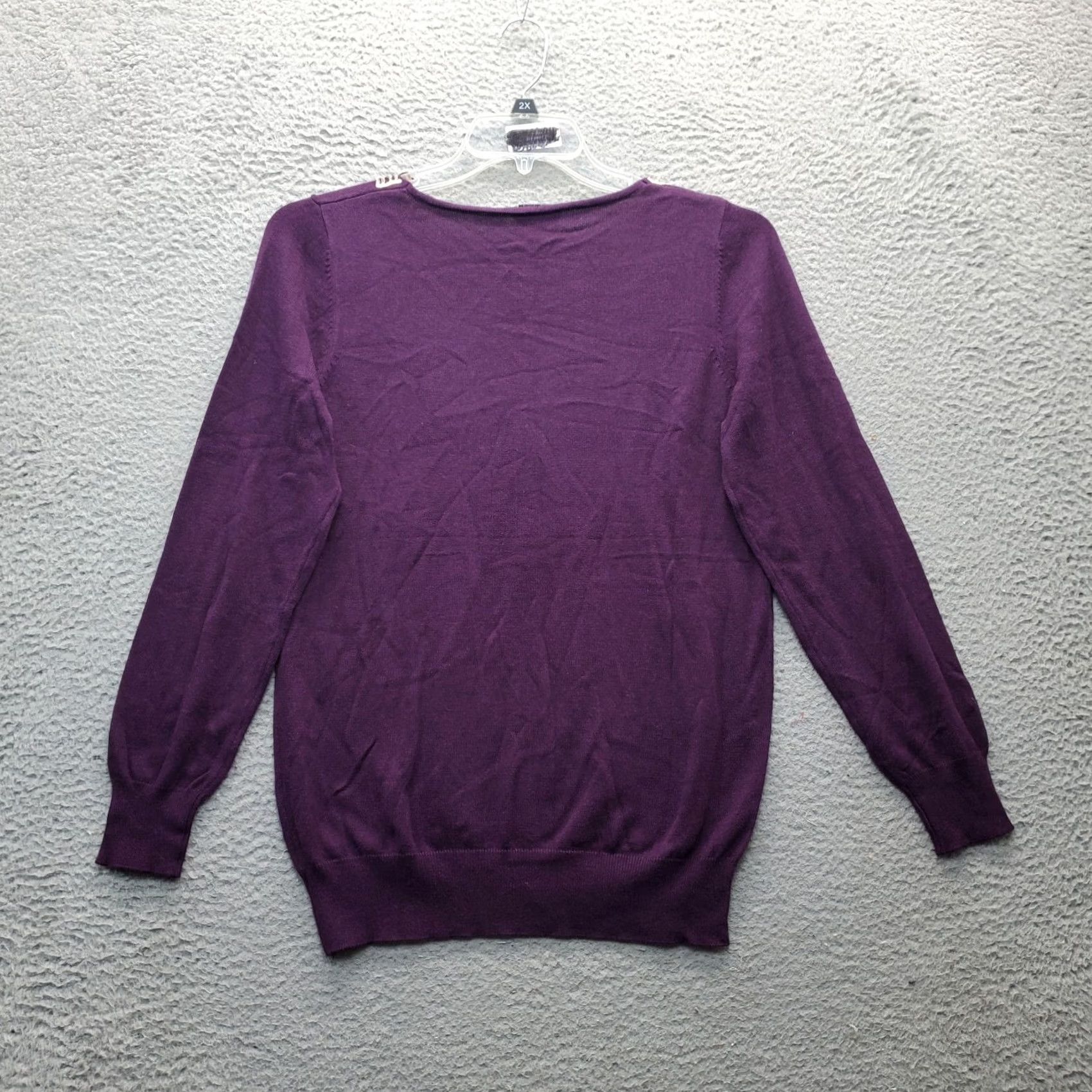 Vintage Jamie Gries Sweater Women's M Purple Knit Beaded Embroidered Pullover Size M / US 6-8 / IT 42-44 - 2 Thumbnail