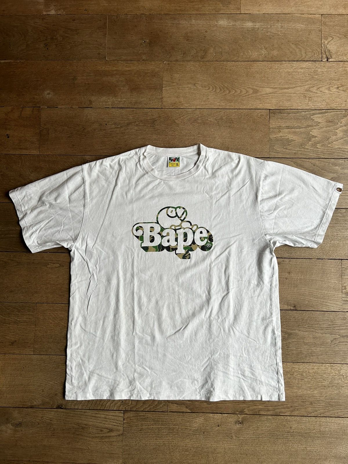 Image of Abc Camo Milo On Bape Tee in White, Men's (Size 2XL)