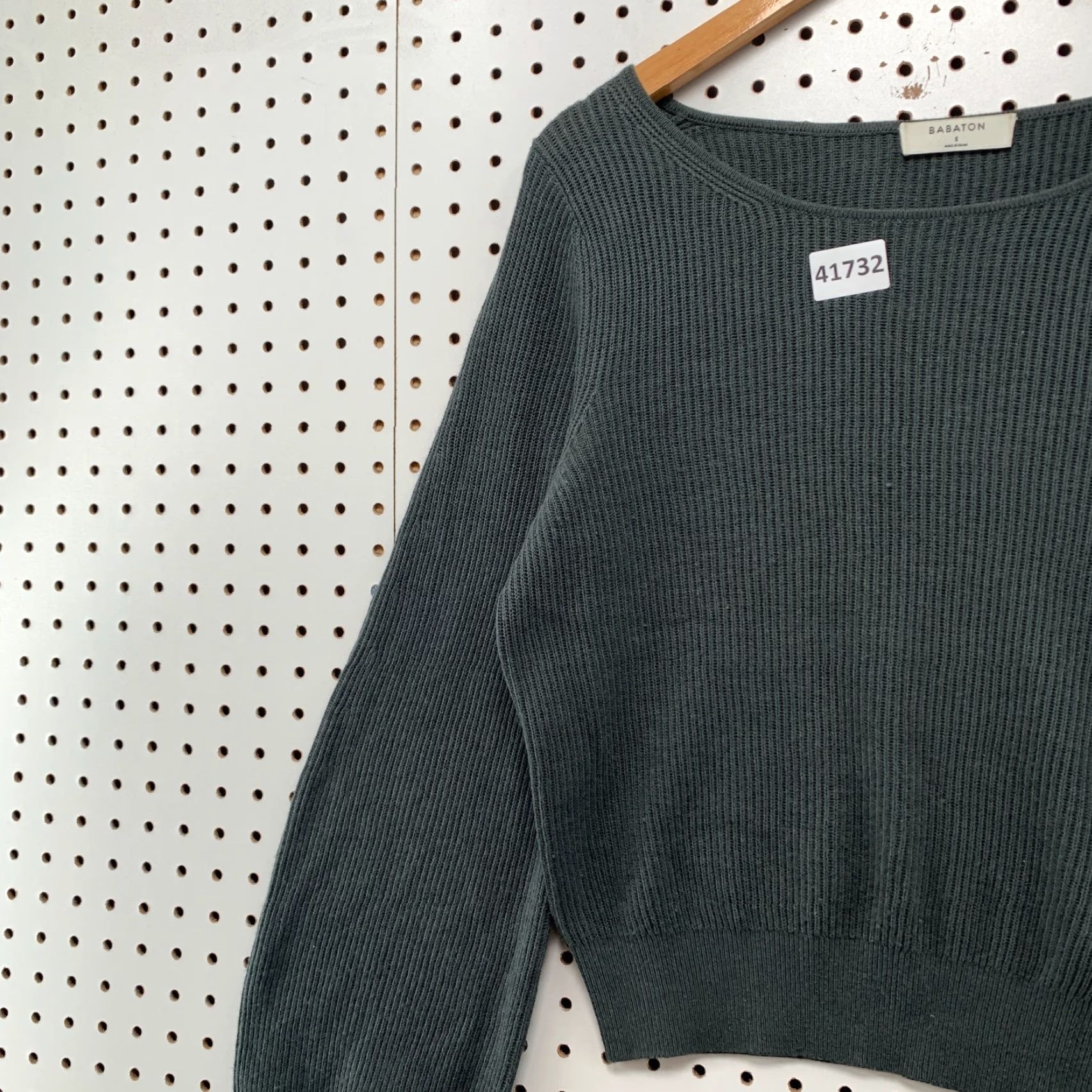Vintage Babaton Wool Blend Knit Sweater Womens Small Gray Cropped Ribbed Long Sleeve Balloon Sleeve Size S / US 4 / IT 40 - 6 Thumbnail