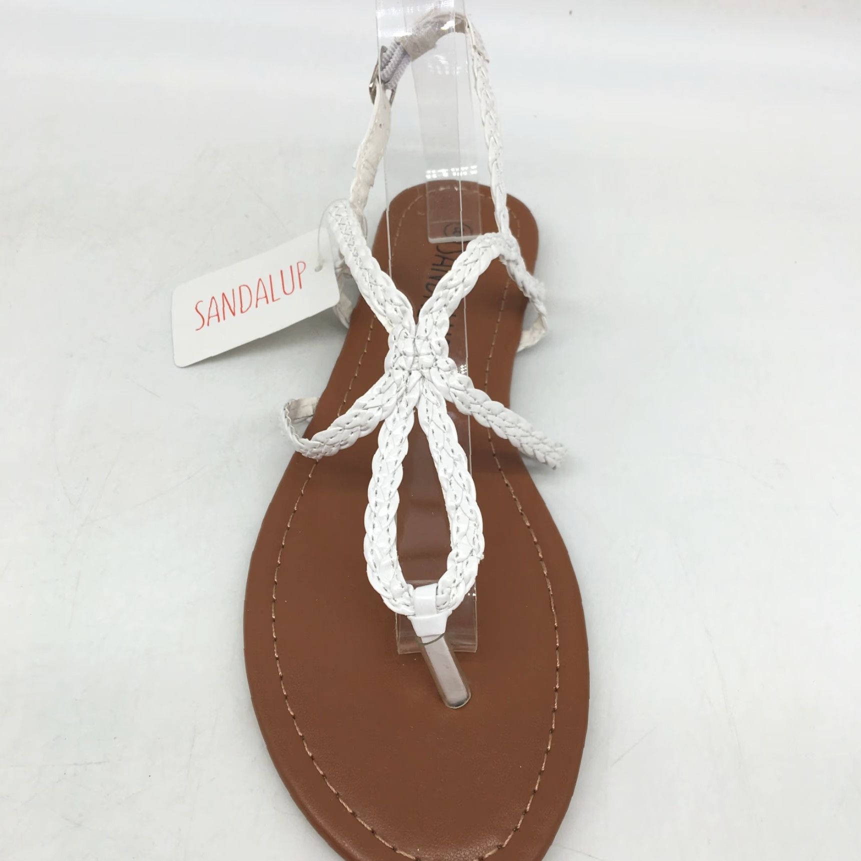 Vintage Sandalup Women's Open Toe White Braided Adjustable Strap Flat Thong Sandal Size 8 Casual Summer Size US 8 / IT 38 - 3 Thumbnail