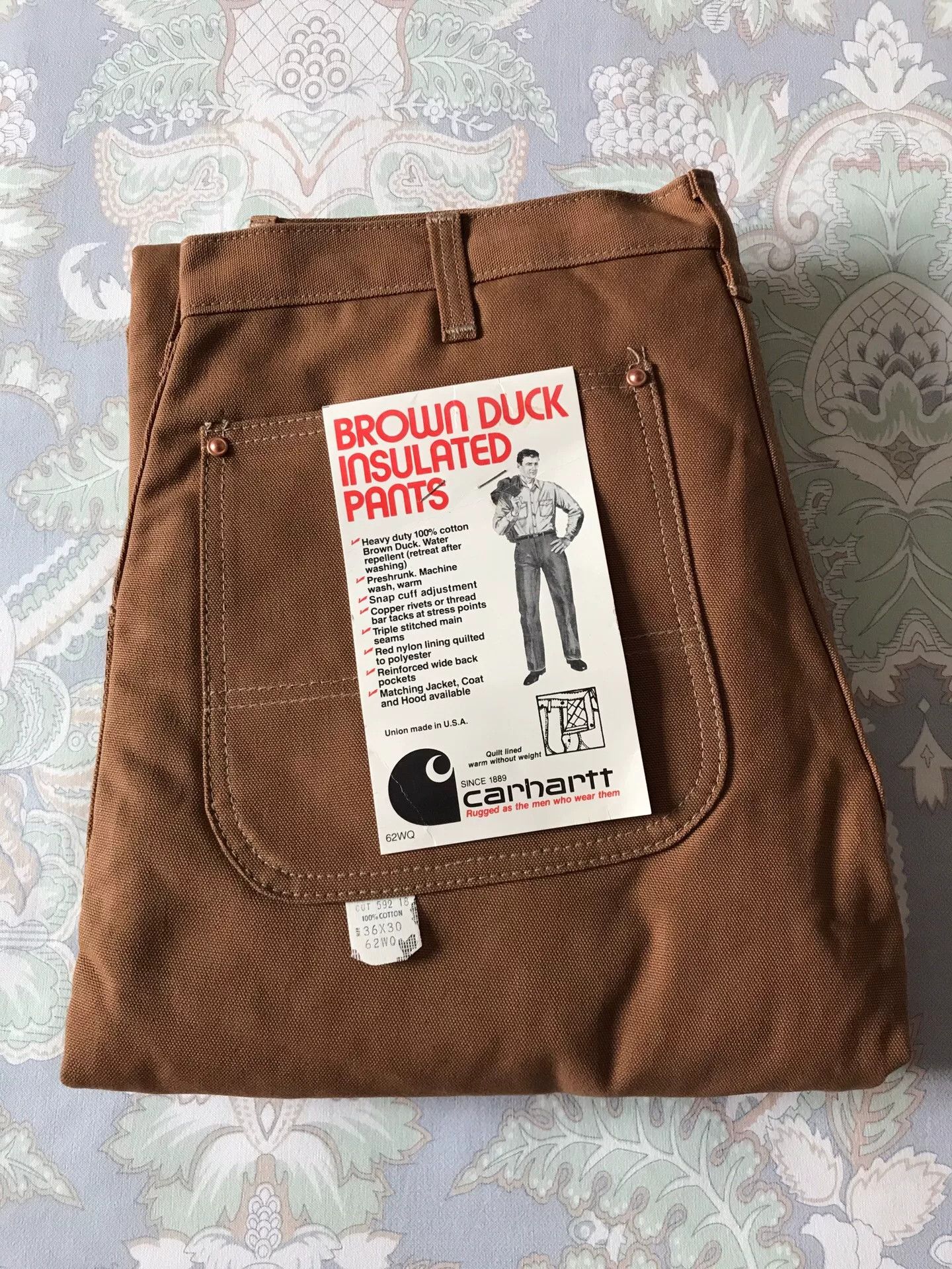 Carhartt 90s Carhartt 62WQ Brown Work Pants Size US 36 / EU 52 - 1 Thumbnail