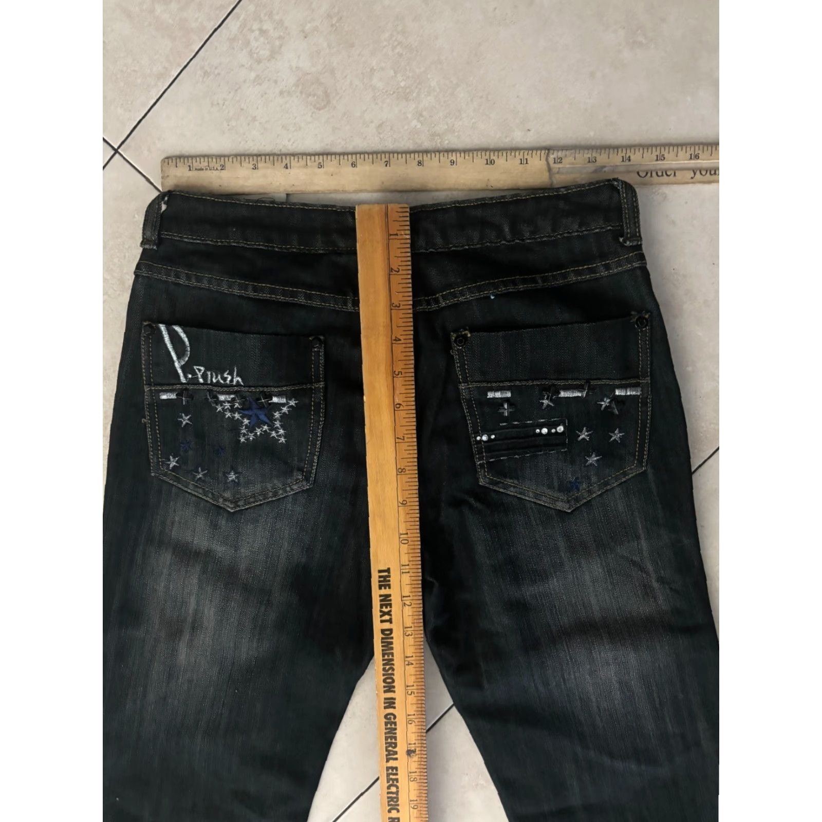 Vintage Platinum Plush Jeans Bootcut Stars NWT Size 7 Black Denim 28in Waist Regular Women's jeans bootcut Star pattern NWT Size 28" / US 6 / IT 42 - 7 Thumbnail