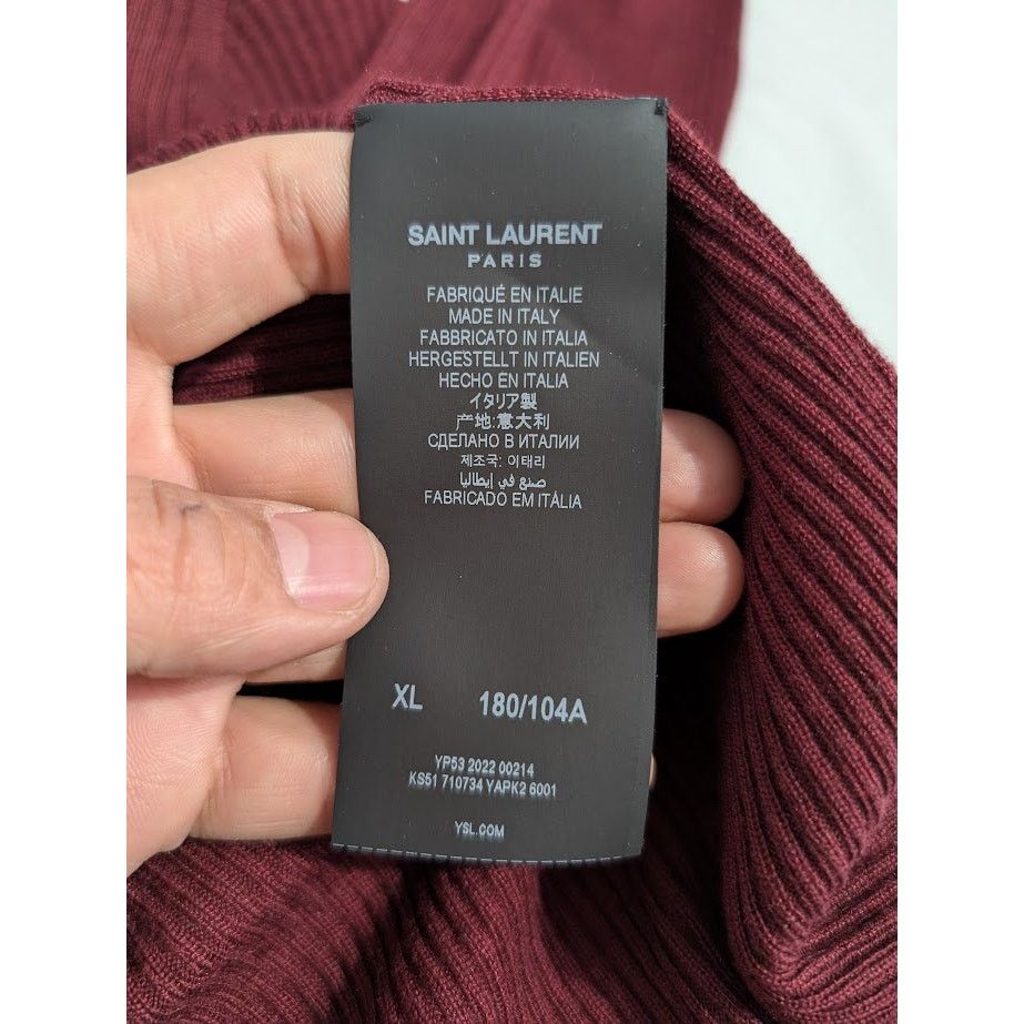 Saint Laurent Paris o1rshd1 Sweater in Burgundy Size US XL / EU 56 / 4 - 12 Thumbnail