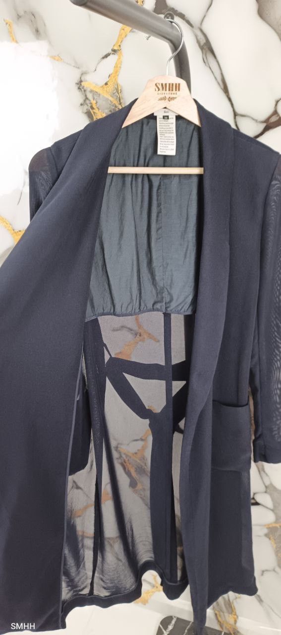 Japanese Brand Sov. Navy Blue Long Cardigan - Japanese Minimalist (Size 38) Size S / US 4 / IT 40 - 3 Thumbnail