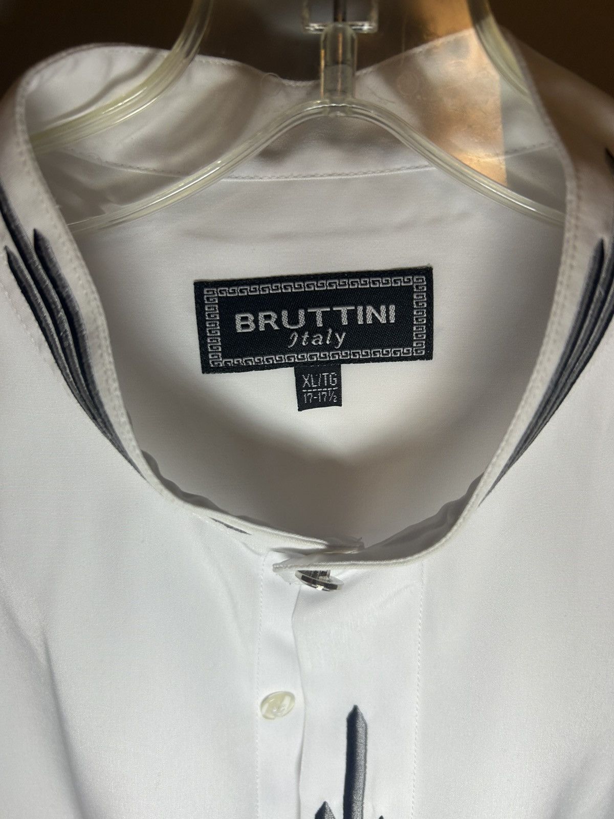 Designer × Vintage Bruttini Italy embroidered collar white button up longsleeve Size US XL / EU 56 / 4 - 3 Thumbnail