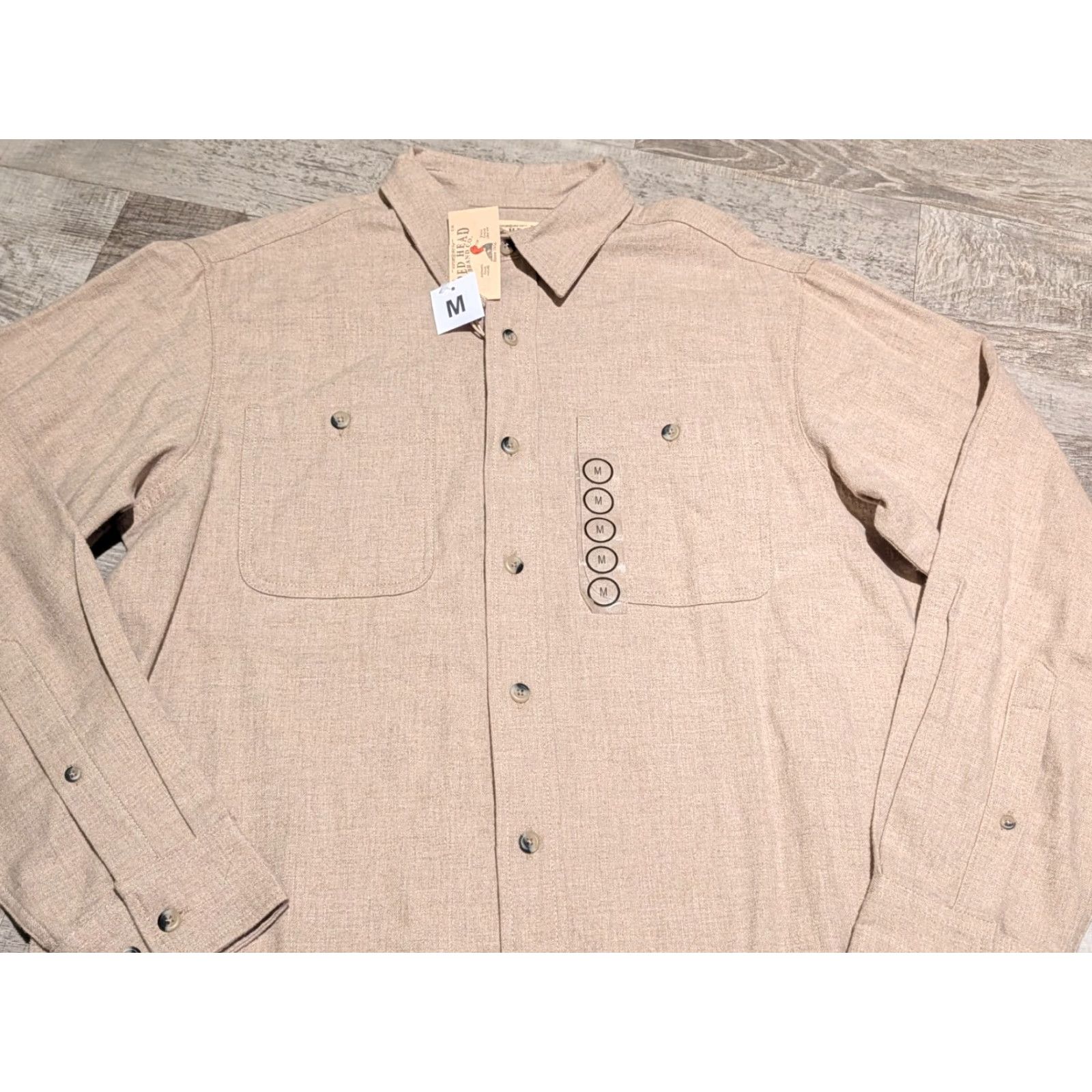 Vintage NWT RedHead Ozark Mountain Solid Flannel Shirt Men M Oatmeal Beig e Cotton Long Sleeve Button-Up Pockets Casual Vintage No (adjusted) Size US M / EU 48-50 / 2 - 3 Thumbnail