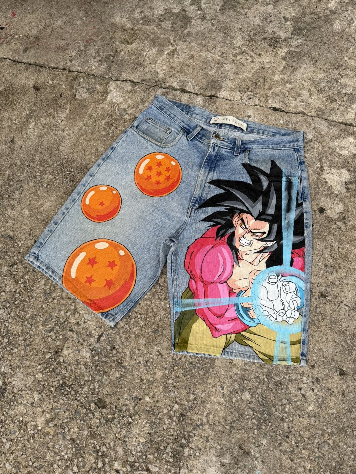 Anime × Arizona Jean Co. × Handmade Arizona jorts custom hand painted Goku Size US 34 / EU 50 - 1 Thumbnail