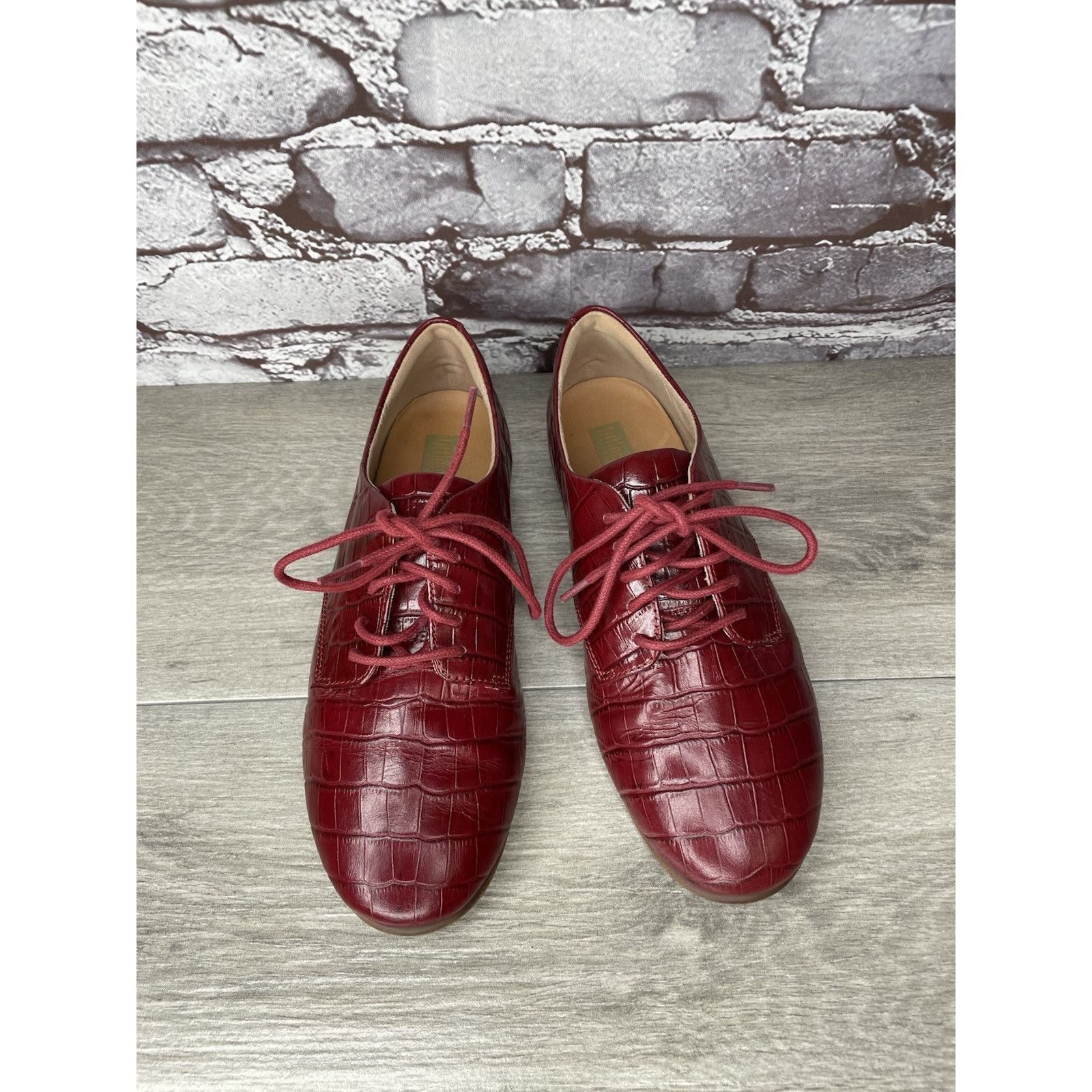 Other Fitflop Red Croco Leather Lace Up Comfort Oxfords Shoes Wome Size US 7 / IT 37 - 10 Thumbnail