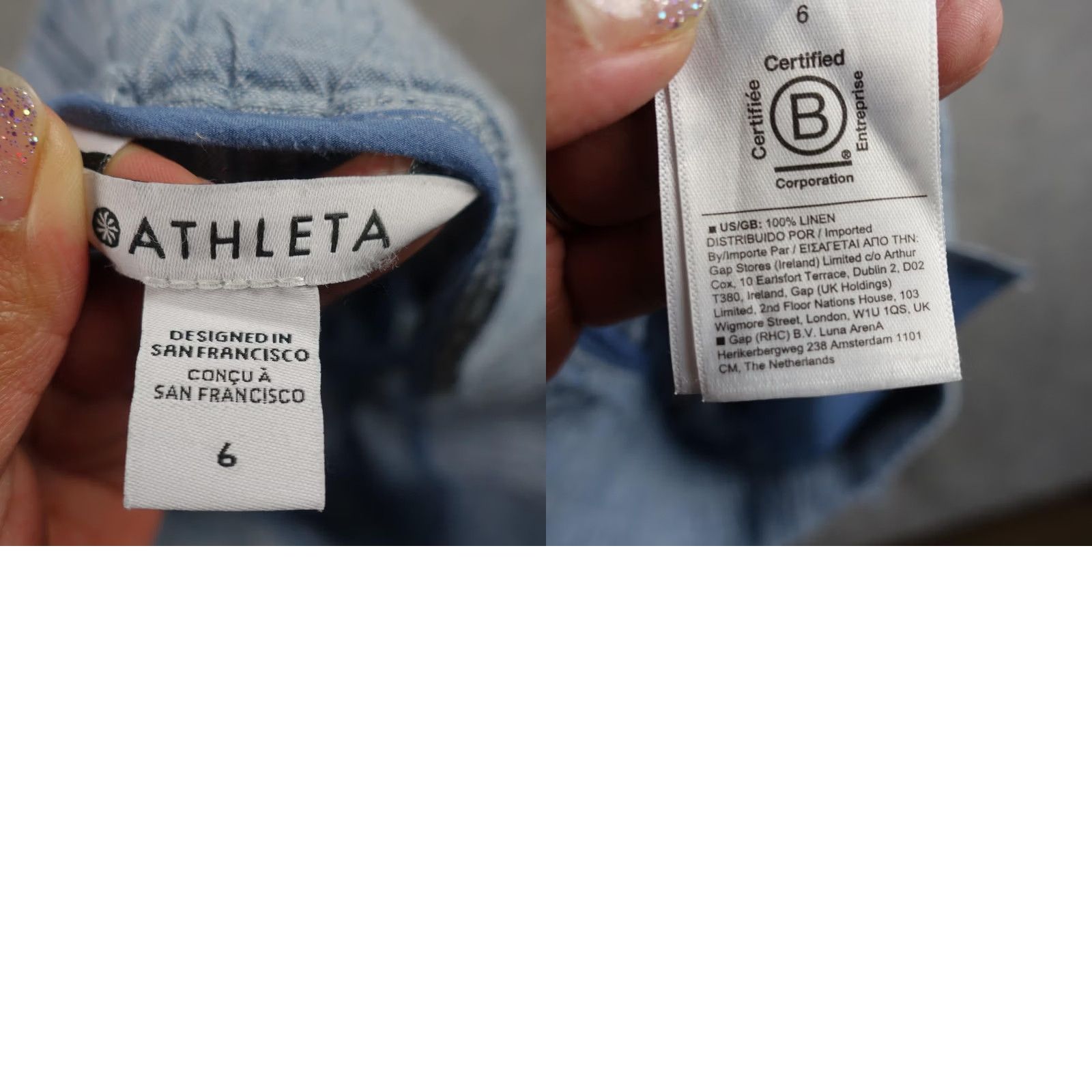 Athleta Athleta Pants Womens 6 Blue Linen Jogger Elastic Waist Zip Pocket Ankle Cuff Tapered Regular Inseam 26 in Casual Womens Size 28" / US 6 / IT 42 - 10 Thumbnail