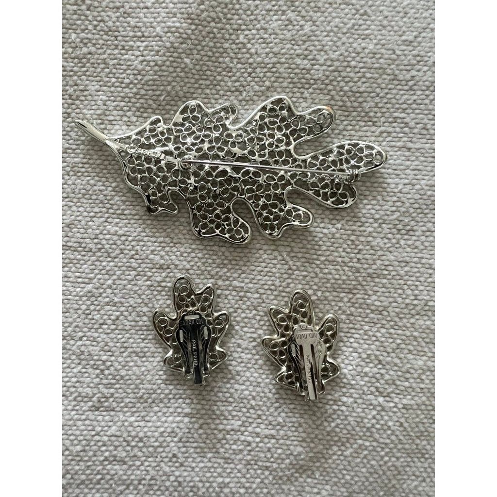 Vintage 1950s Vintage Sarah Coventry 3pc Leaves Brooch & Earrings Size ONE SIZE - 5 Thumbnail