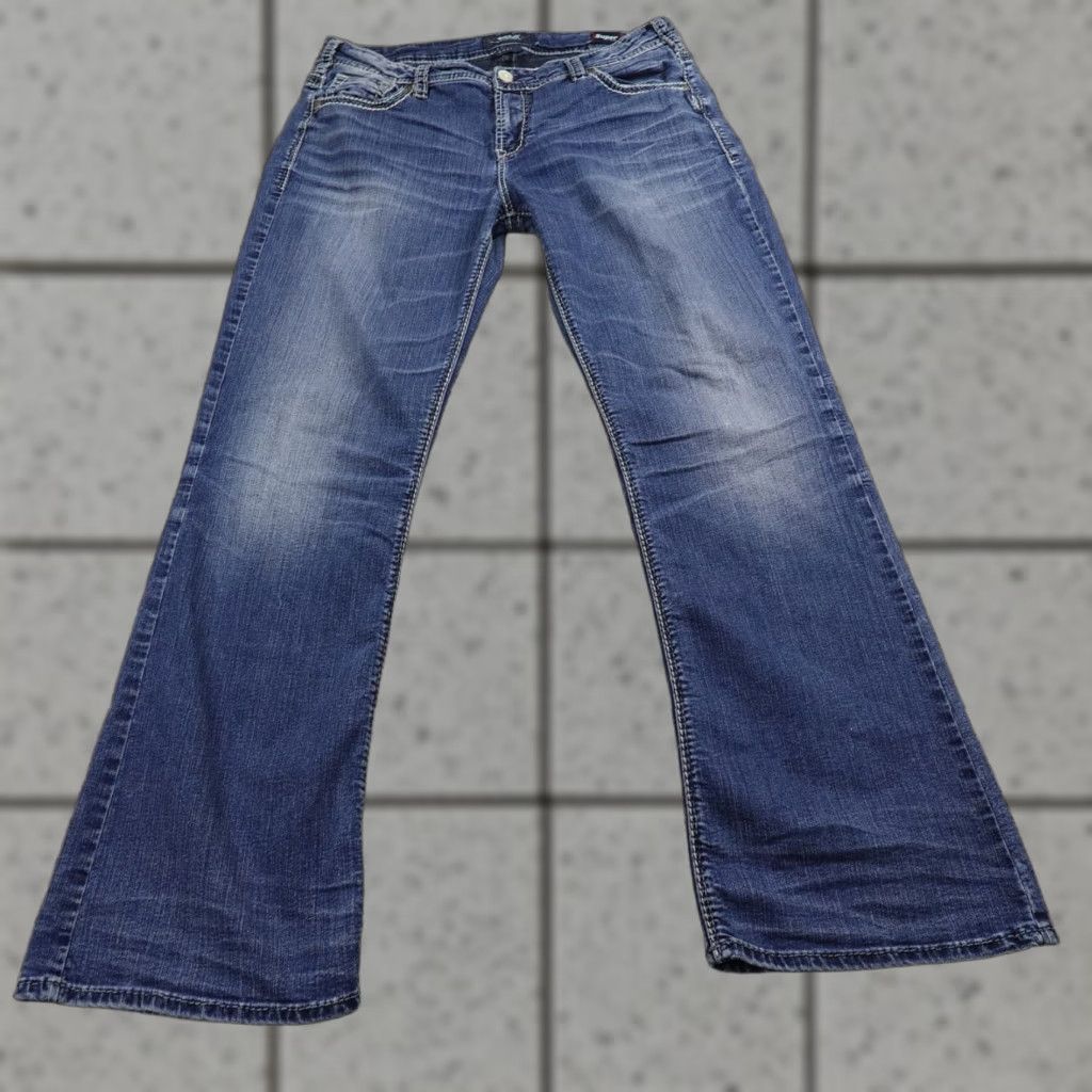 Silver Jeans Co. Silver Jeans Suki Jeans Womens 34 Dark Blue Denim Bootcut Stretch Western Flex 5-Pocket Size 24" / US 00 / IT 34 - 1 Thumbnail