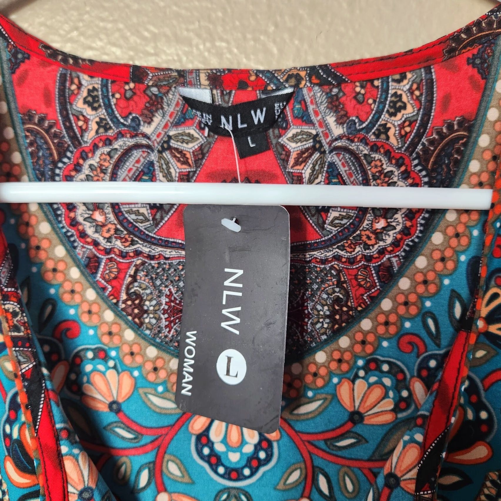 Vintage NLW Boho Paisley Mixed Print Mini Shift Dress-Size L (NWT) Size L / US 10 / IT 46 - 3 Thumbnail