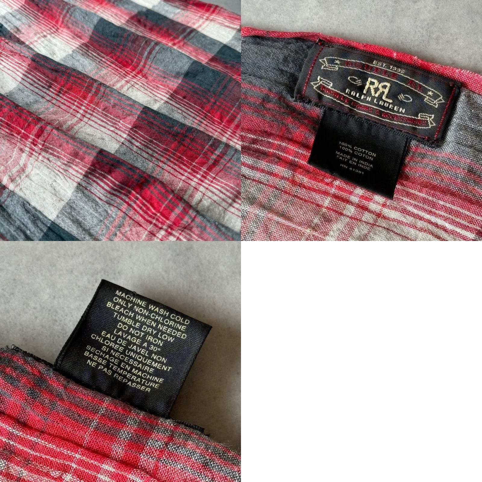 Ralph Lauren RRL Ralph Lauren Red×Black×Ivory Check Cotton Scarf One Size Casual Pre-owned Size ONE SIZE - 8 Thumbnail