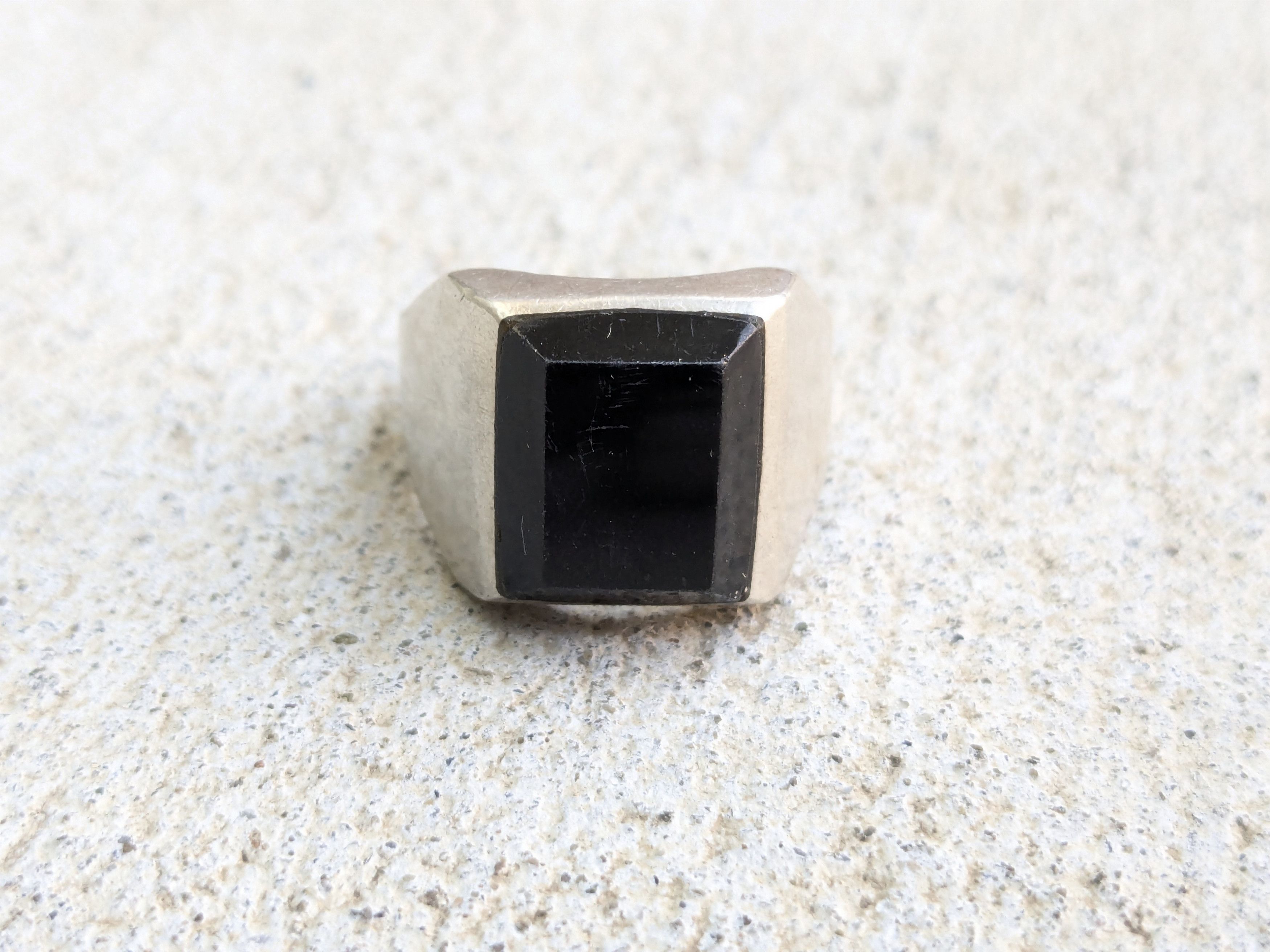 Vintage Vintage Taxco Sterling Silver Ring Black Onyx 10.5 Modern Size ONE SIZE - 3 Thumbnail