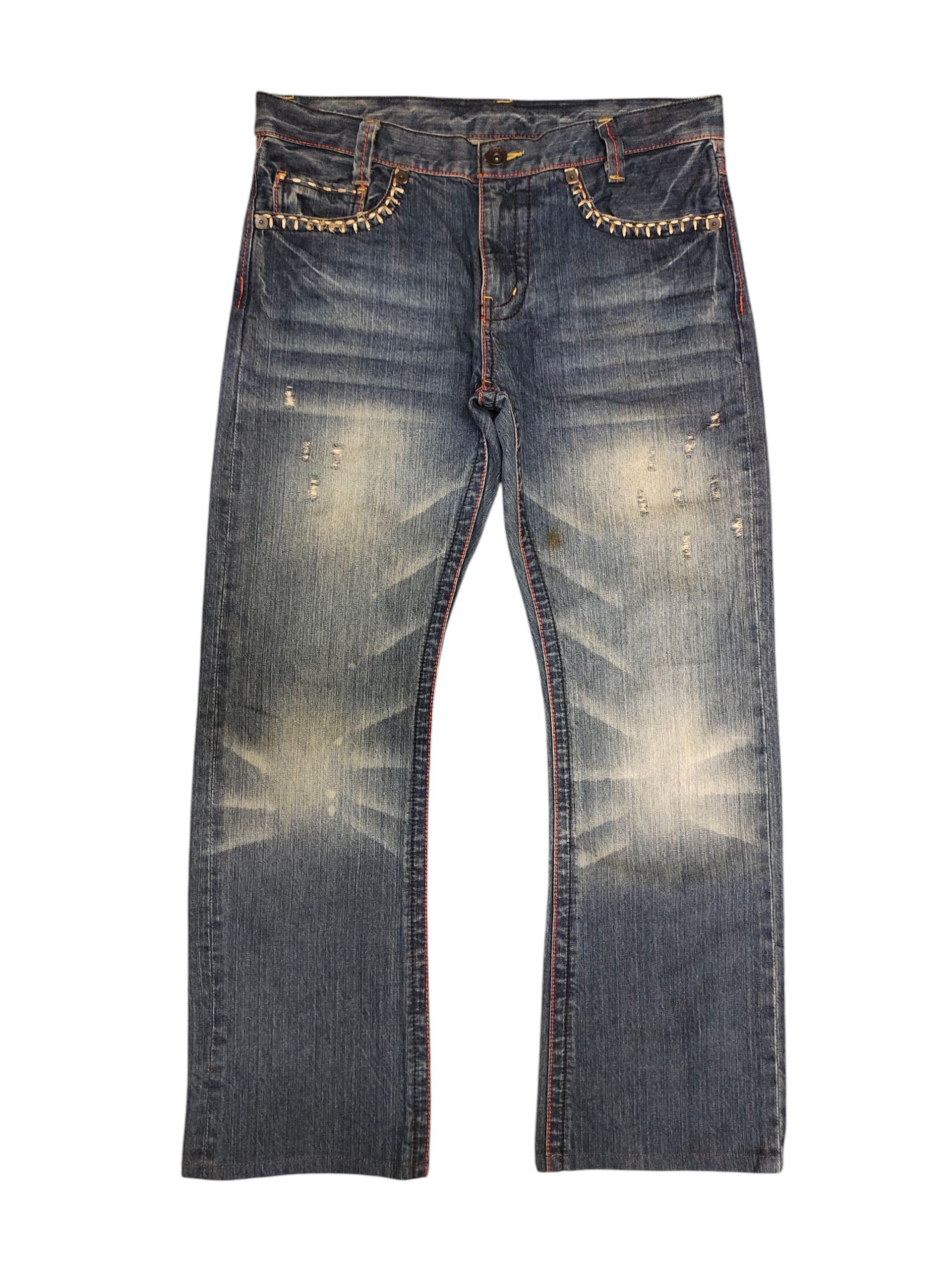 Japanese Brand Japanese Brand Embroidered Pocket Clawmark Distress Jeans Size US 34 / EU 50 - 7 Thumbnail