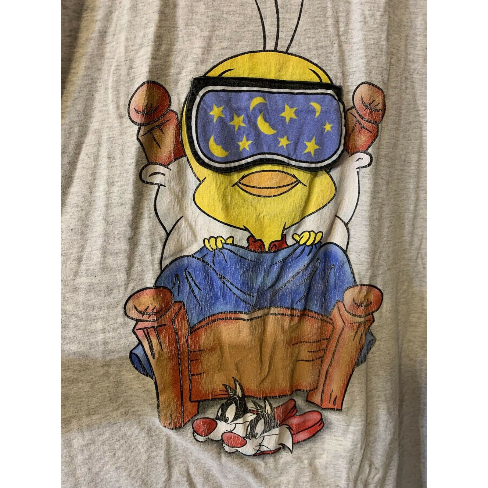 Vintage Vtg Tweety Bird T ShIrt Wights Out 1999 Looney Tunes Warner Size US XL / EU 56 / 4 - 3 Thumbnail