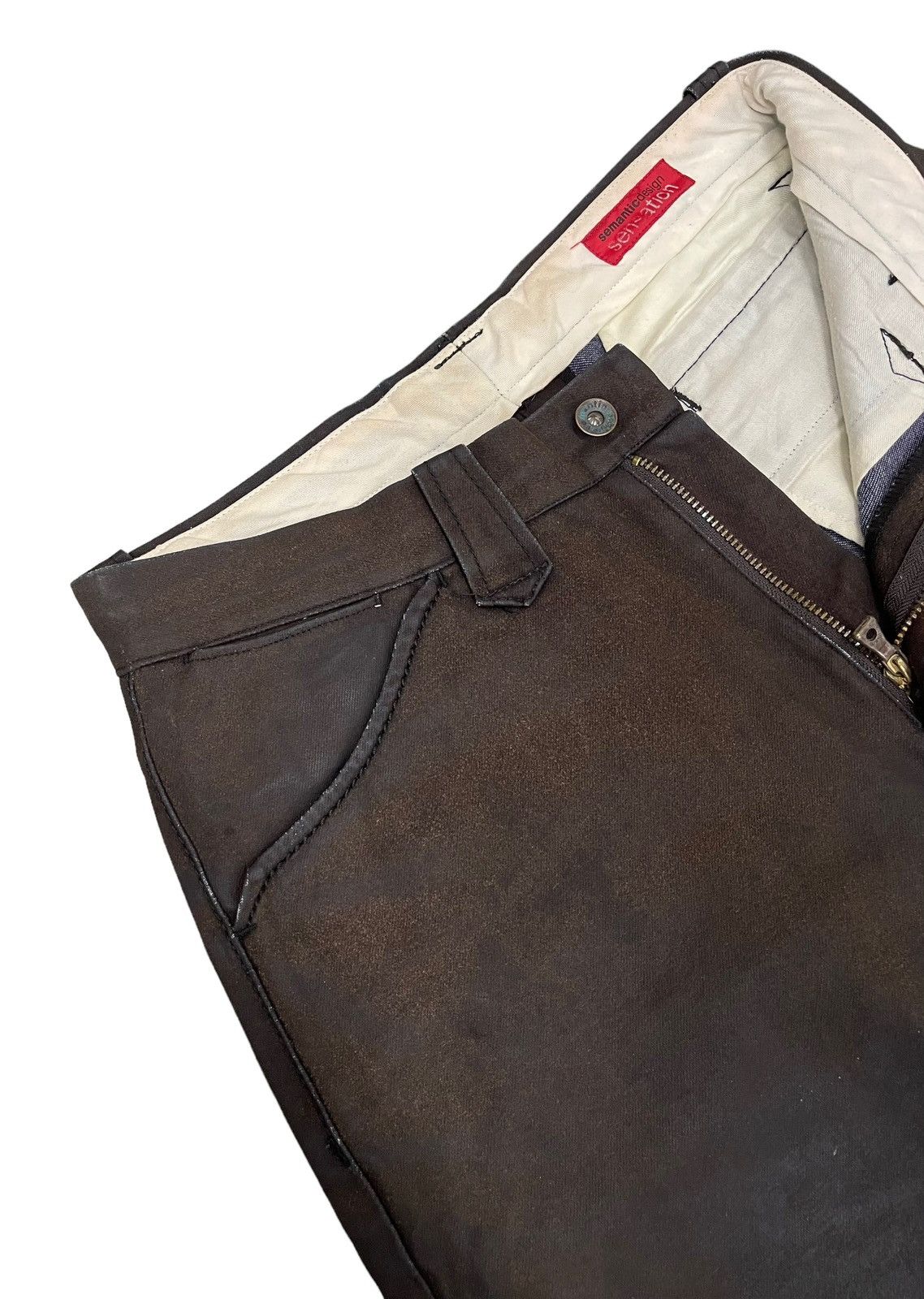 Japanese Brand Vintage Semantic Design Suede Cowhide Leather Pants Size US 31 - 5 Thumbnail