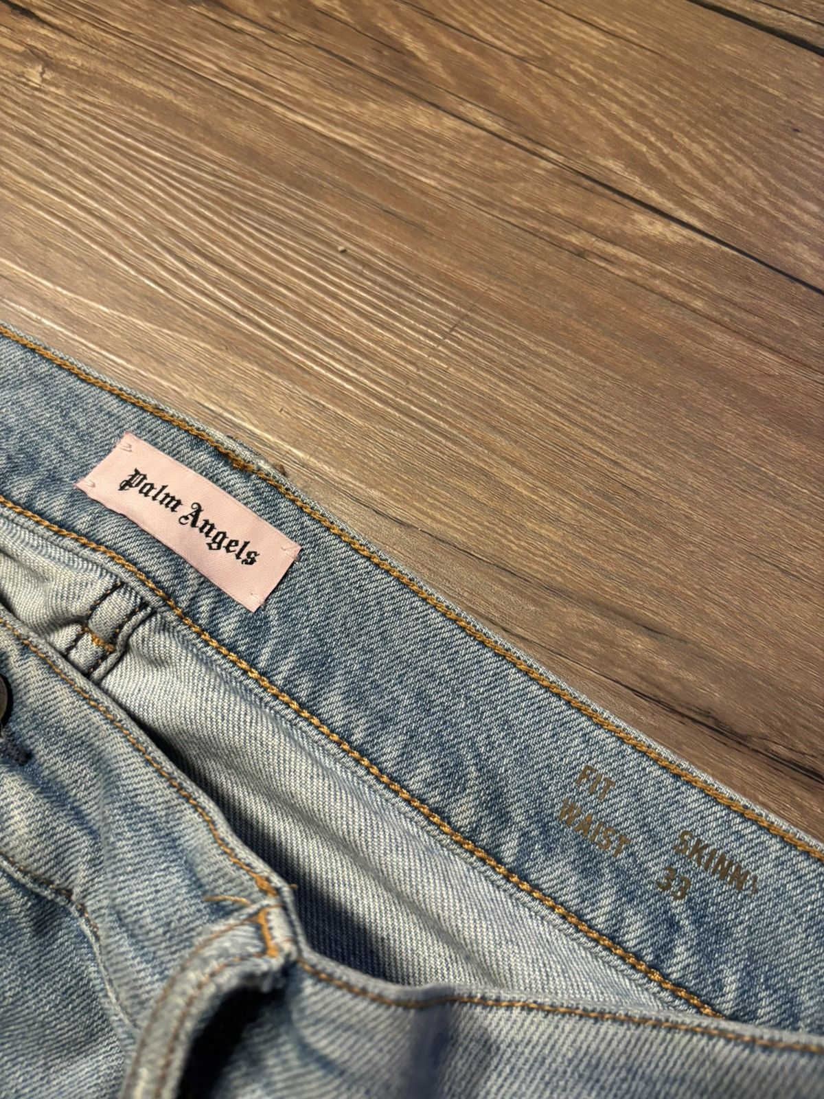 Palm Angels PALM ANGELS SKINNY DENIM LIGHT WASH TRACK PANT Size US 33 - 12 Thumbnail