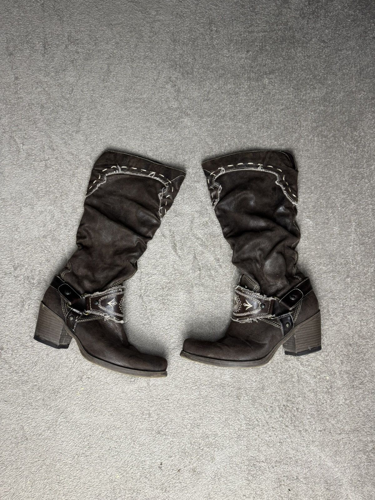 Vintage Vintage Western Cowboy Suede Leather Boots Miu Miu gucci Size US 7 / IT 37 - 1 Thumbnail