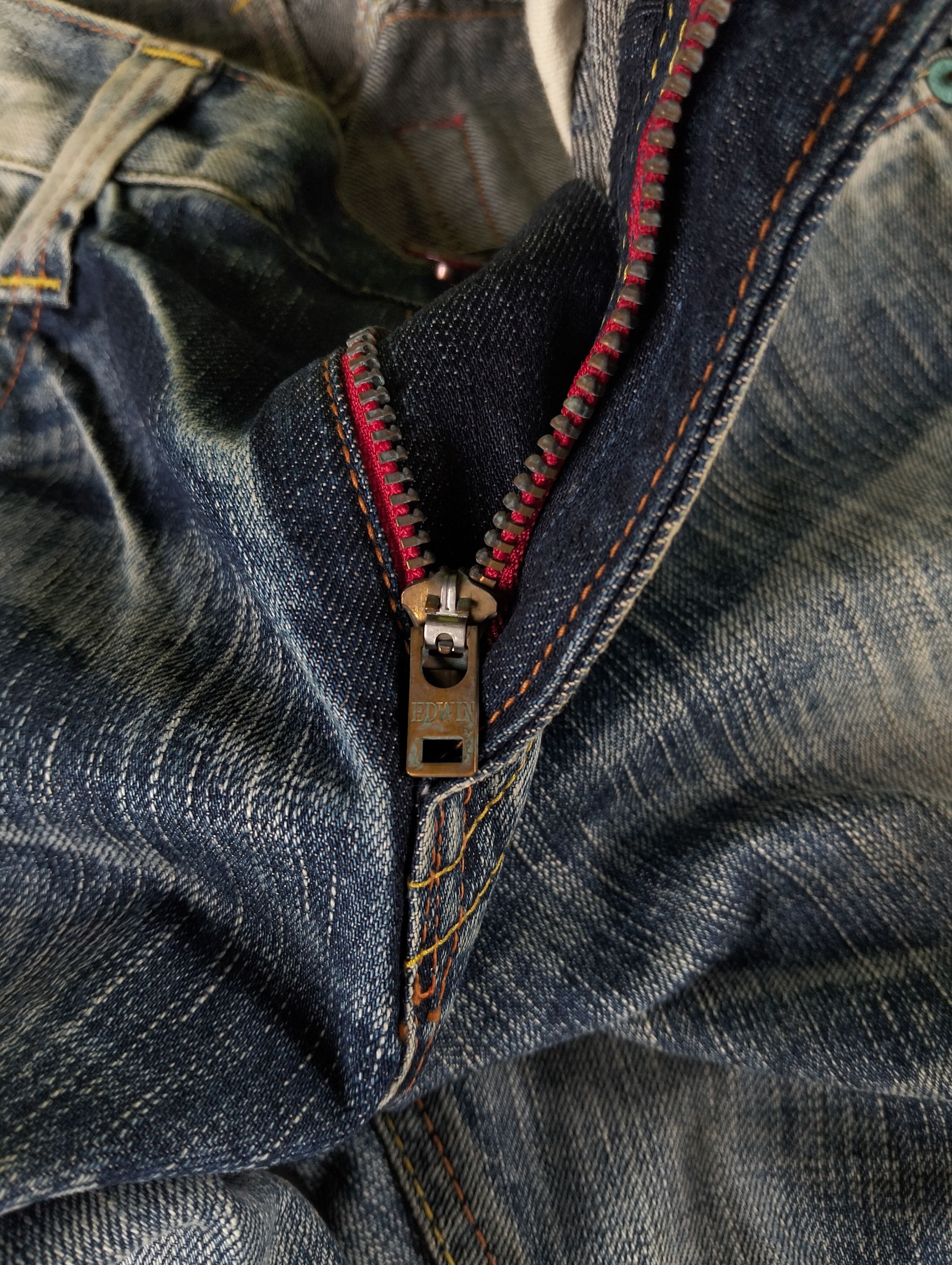 Edwin Ripped Edwin 503 Blue Trip Regular Straight Faded Jeans Size US 31 - 16 Thumbnail
