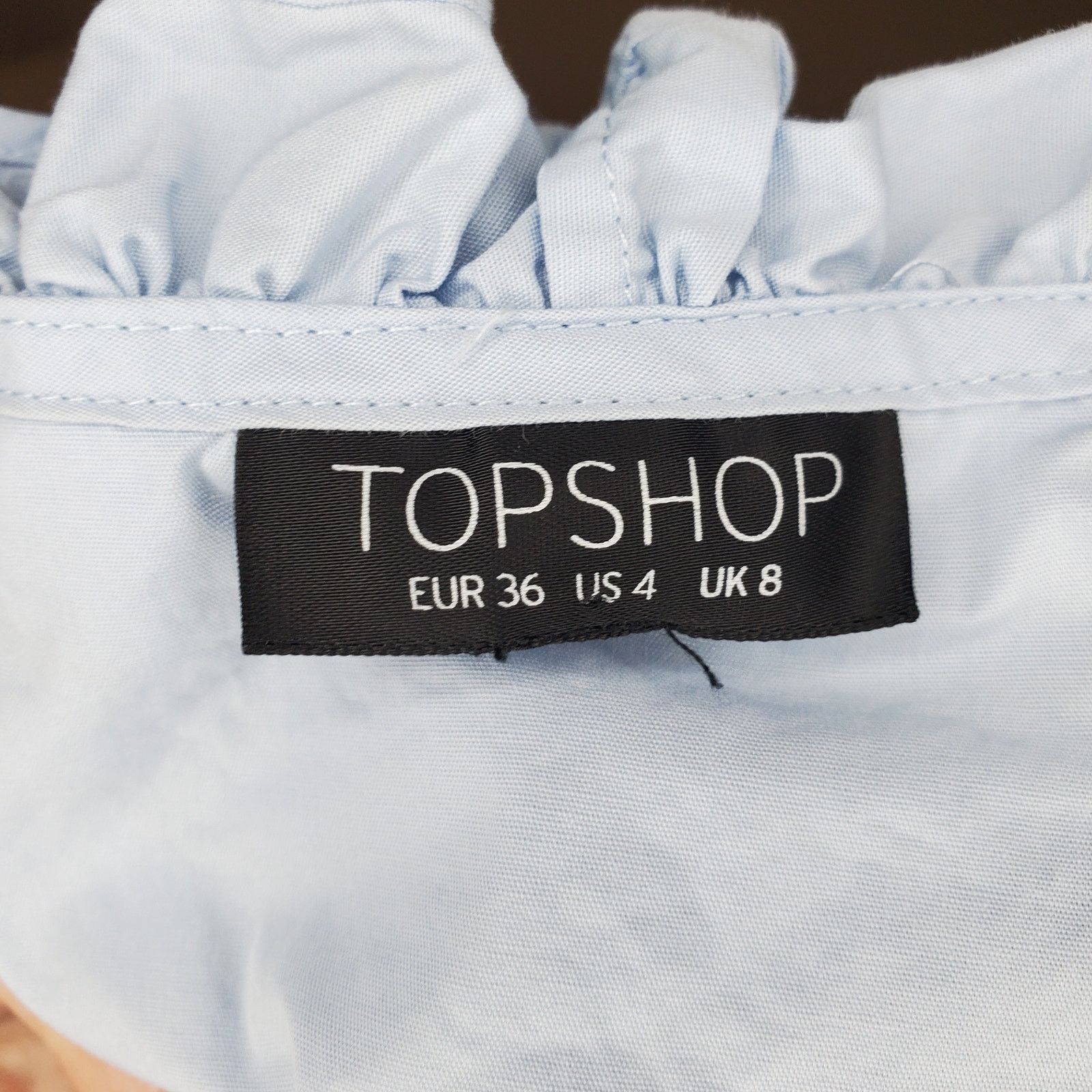 Topshop Topshop Blue Cold Shoulder Ruffle Top 4 Size S / US 4 / IT 40 - 6 Thumbnail