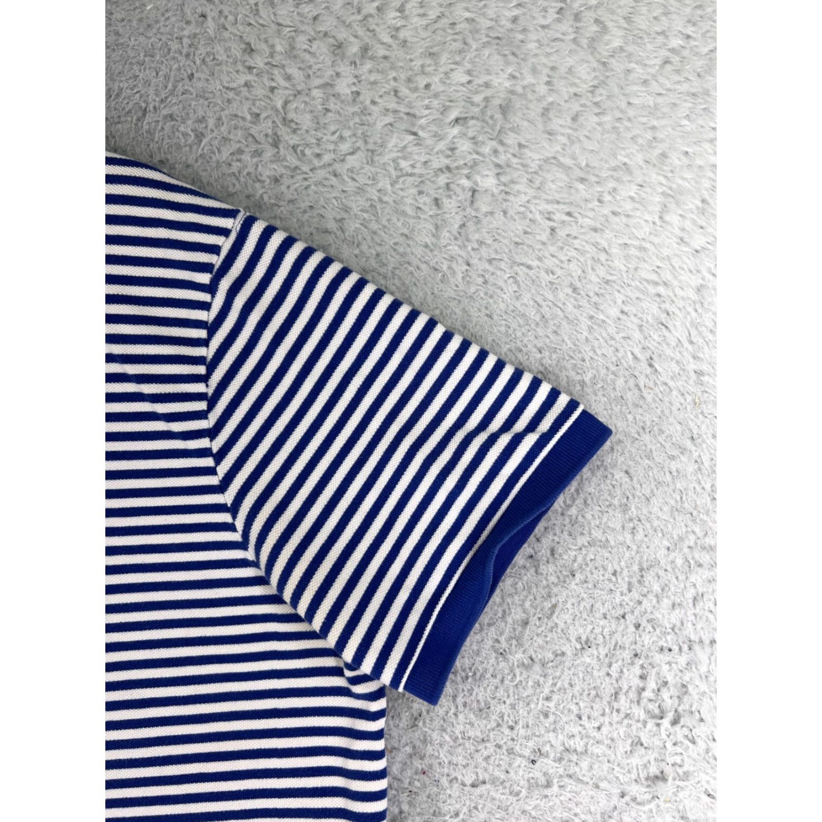Ralph Lauren VINTAGE Ralph Lauren Polo Shirt Adult XL White Blue Stripe Pony Golf Cotton Slim Fit Mens Size US XL / EU 56 / 4 - 2 Thumbnail