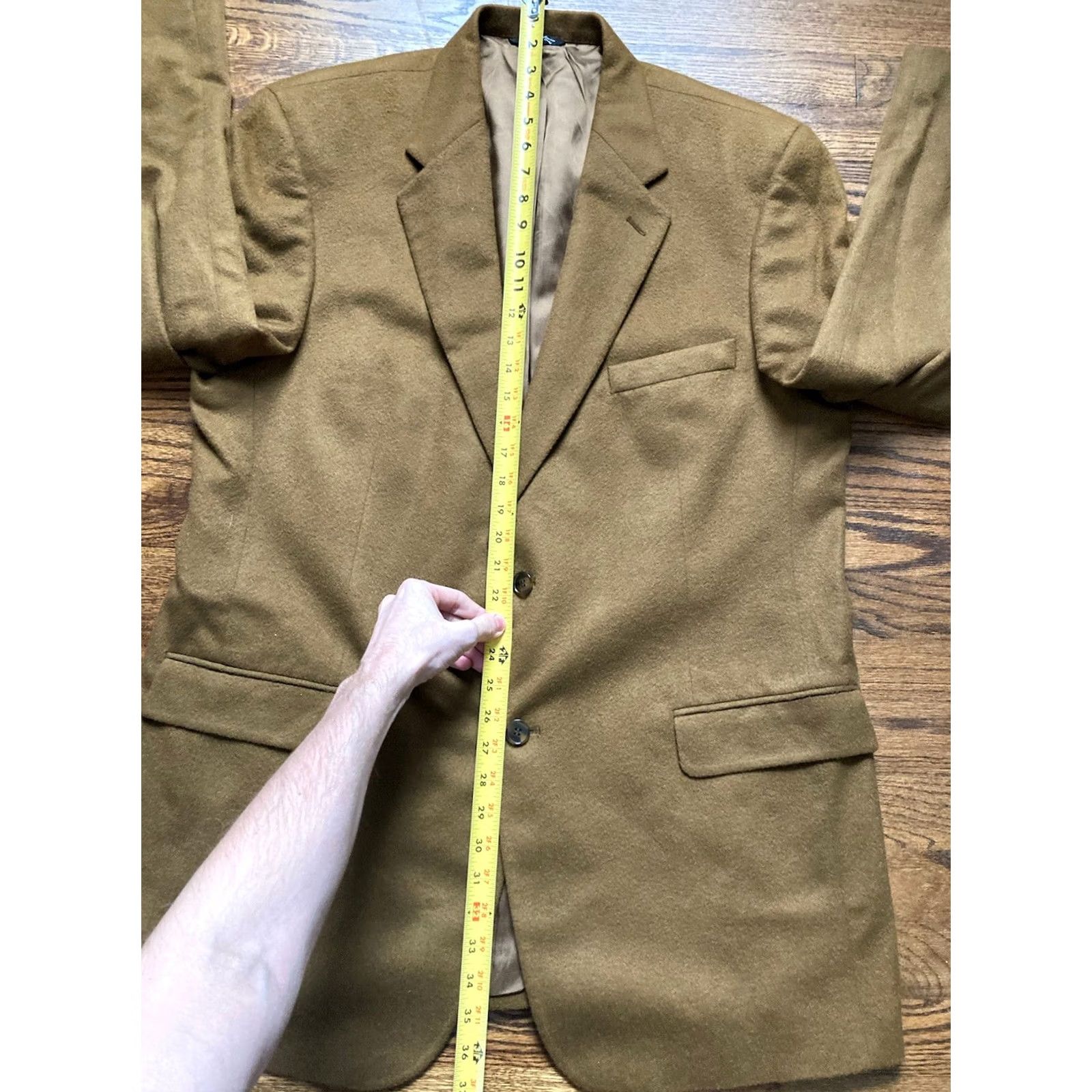 Vintage Nathan David 100% Cashmere Blazer Mens Brown Sport Coat Two Button 46L Long Chest 46 Jacket Coat Blazer Mens Brown Cashmere Nathan David Size 46R - 7 Thumbnail