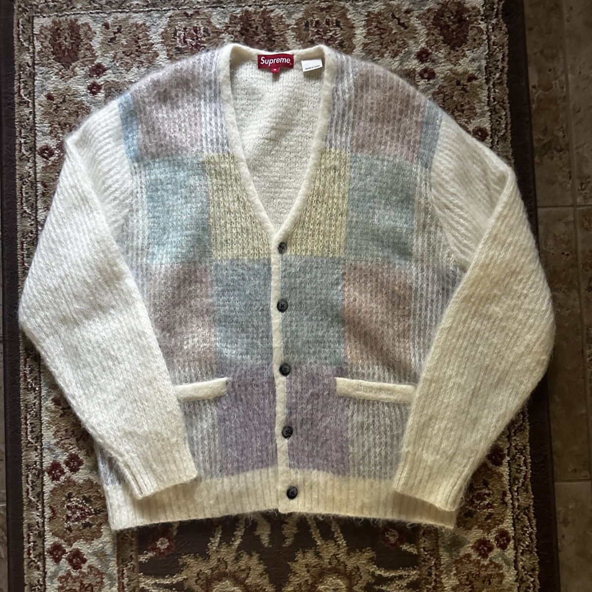 Supreme Brushed Grid Cardigan White M