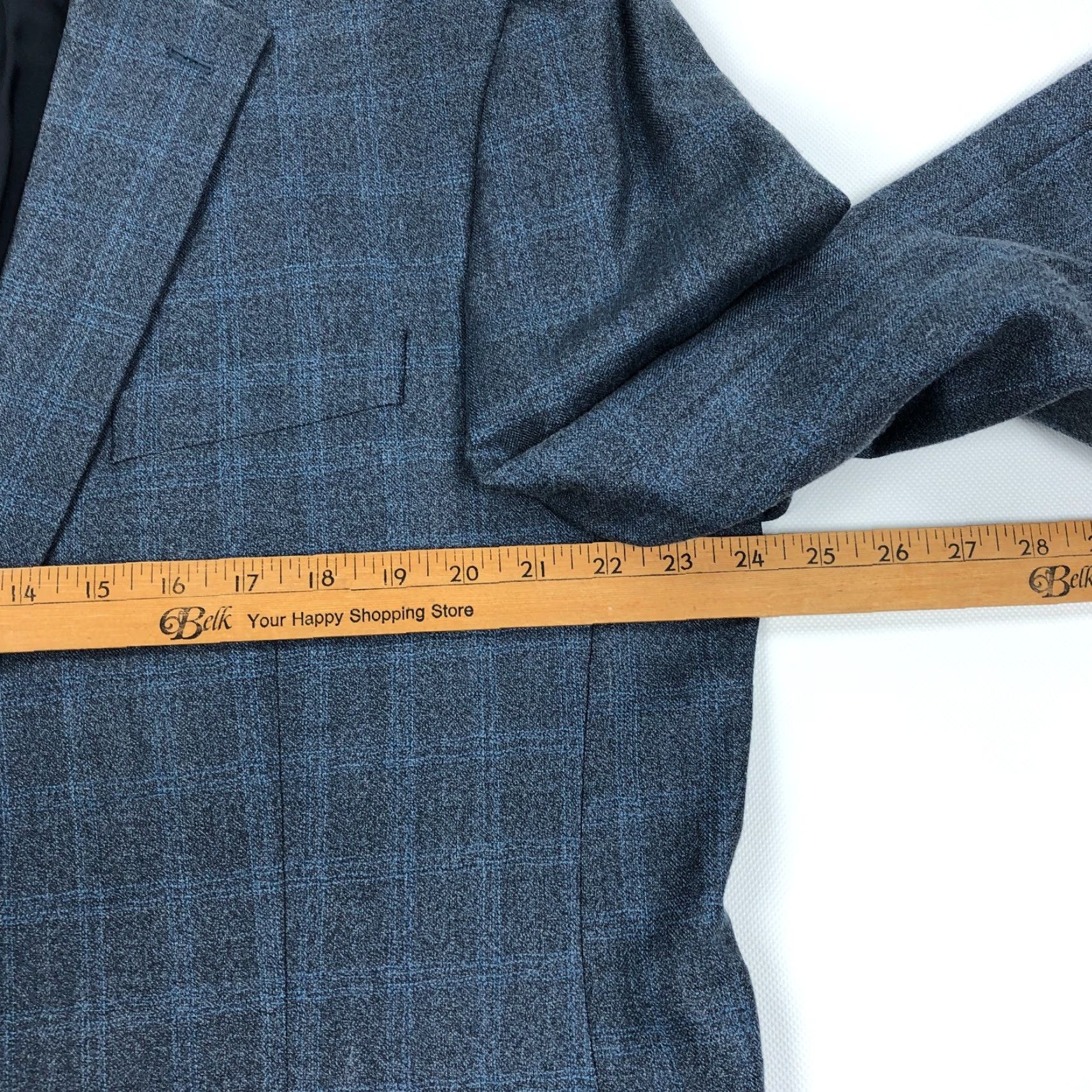 Ralph Lauren Ralph Lauren Blazer Suit Jacket Sport Coat Check Blue Silk Wool 46L Men 2 Piece 2-Button Notch Lapel Regular Fit Size 46R - 4 Thumbnail