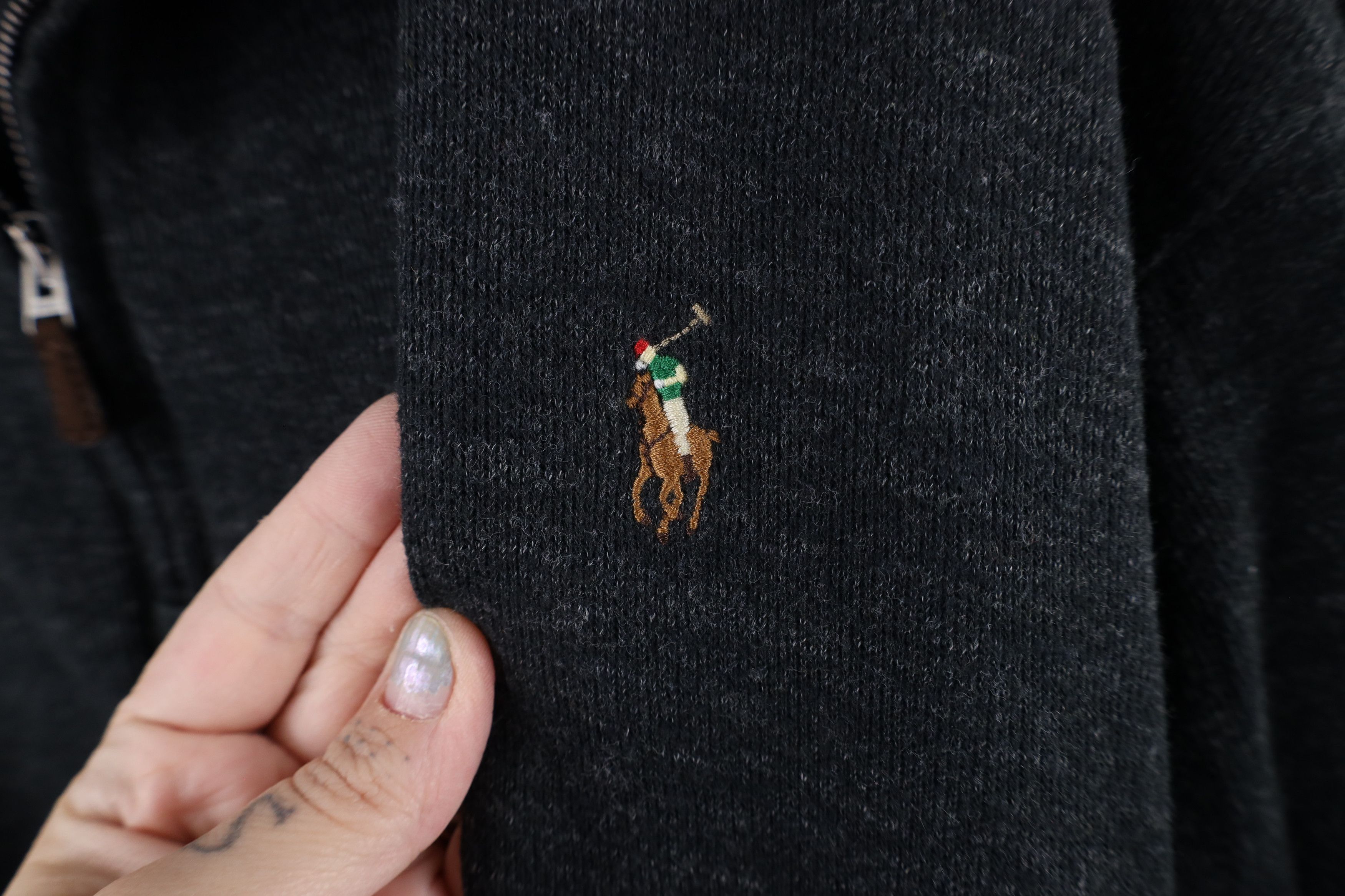 Ralph Lauren × Vintage Ralph Lauren Rib Ribbed Knit Half Zip Sweater Dark Gray Size US XXL / EU 58 / 5 - 4 Thumbnail