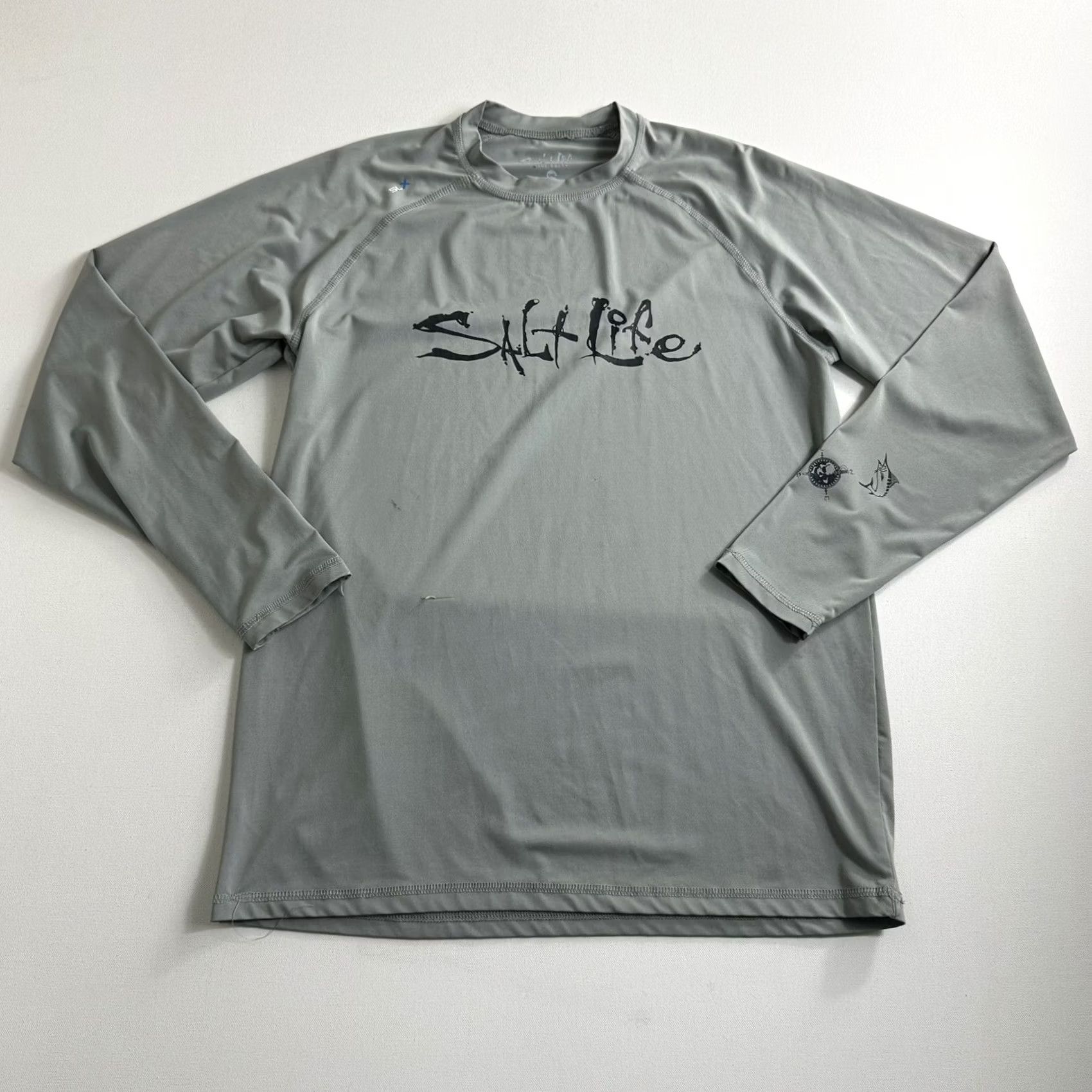 Vintage VINTAGE SALT LIFE SLX Shirt UVapor Long Sleeve Tee Rash Guard Gray Graphics Skull Mens S Size US S / EU 44-46 / 1 - 2 Thumbnail
