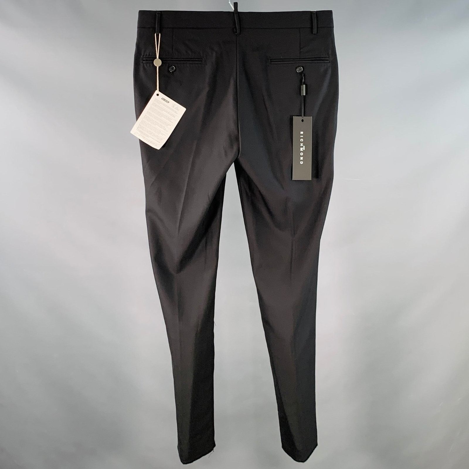 John Richmond JOHN RICHMOND Size 34 Black Wool Flat Front Dress Pants Size US 34 / EU 50 - 2 Thumbnail