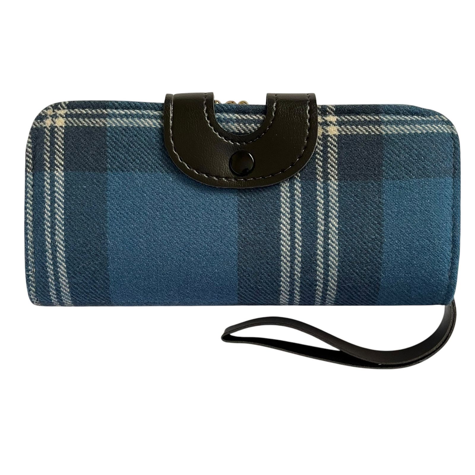 Vintage Vintage Brown's of Bermuda Blue Wool Tartan Handbag & Wallet Size ONE SIZE - 3 Thumbnail