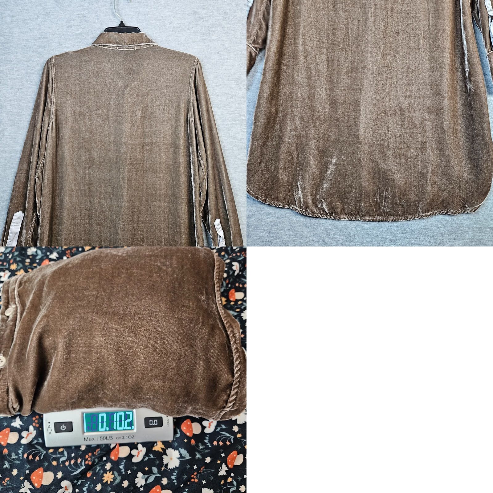 Velvet CP Shades Women’s Brown Velvet Button Up Long Sleeve Tunic Mini Dress XS Regular Womens Buttons Up Velvet Tunic Dress Brown Size XS Size XS / US 0-2 / IT 36-38 - 8 Thumbnail