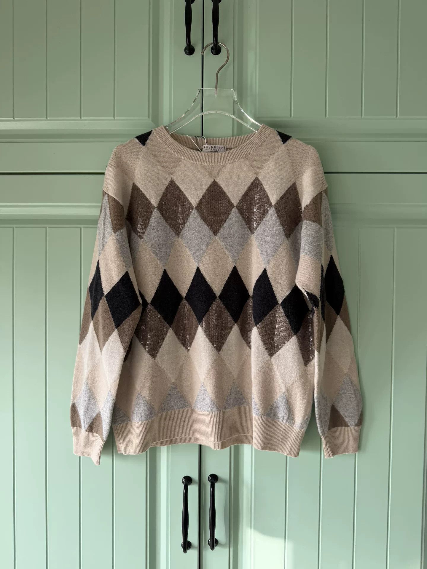 Brunello Cucinelli Brunello Cucinelli Argyle Cashmere Wool Sweater Size XS / US 0-2 / IT 36-38 - 1 Thumbnail