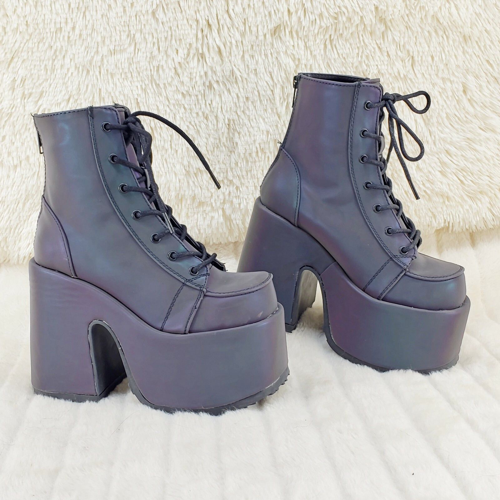 Demonia Cult DEMONIA Camel 203 Purple Green Reflective Platform Goth Punk Size US 6 / IT 36 - 2 Thumbnail
