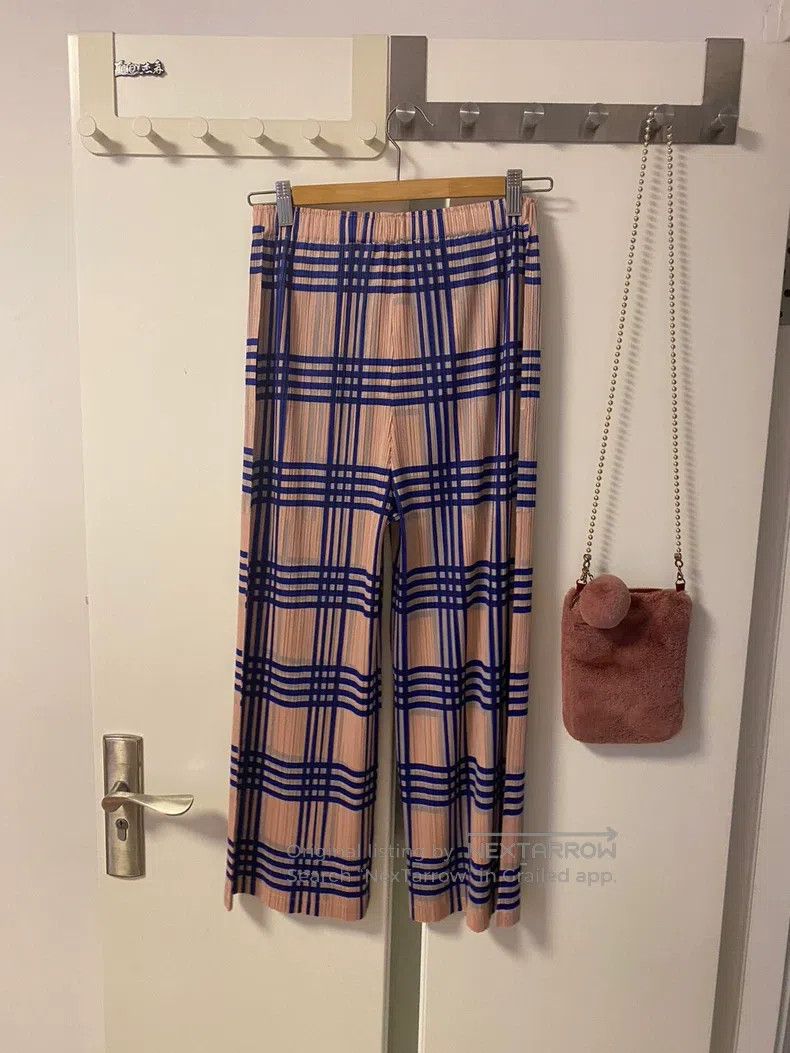 Issey Miyake Issey Miyake Pink Blue Plaid Pants Size 25" / US 0 / IT 36 - 1 Thumbnail