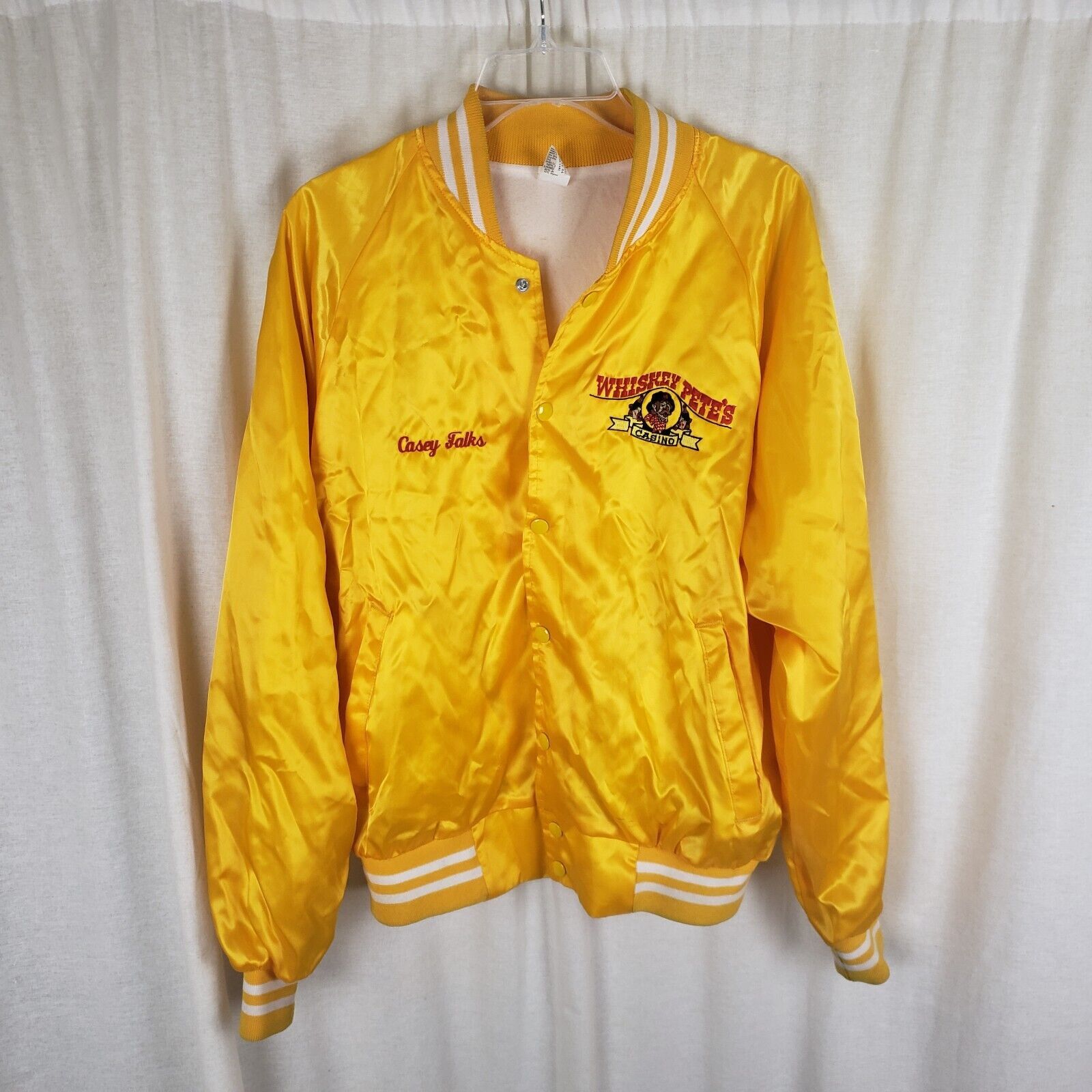 Vintage Vtg Whiskey Pete's Casino Satin Bomber Baseball Jacket 42 44 Size US L / EU 52-54 / 3 - 2 Thumbnail
