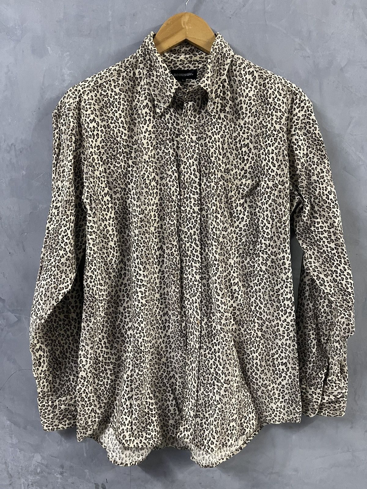 Japanese Brand ACOUSTIC - Vintage Leopard Printed Shirt Size US L / EU 52-54 / 3 - 1 Thumbnail