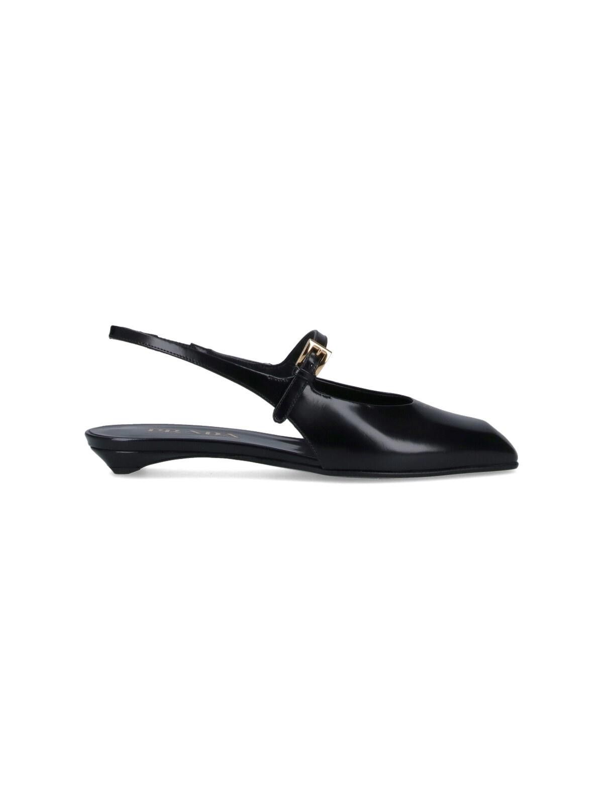 PRADA LOGO LEATHER SLINGBACK PUMPS SIZE 39