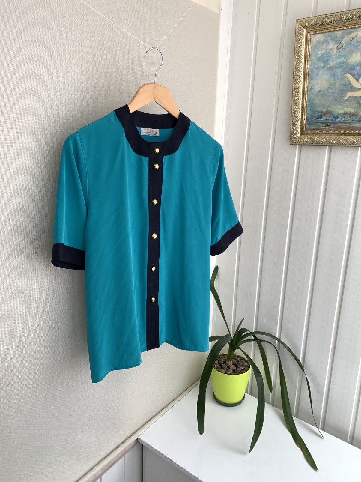 Aquascutum Aquascutum Vintage 80s Womens Short Sleeve Button Blouse M Size M / US 6-8 / IT 42-44 - 1 Thumbnail