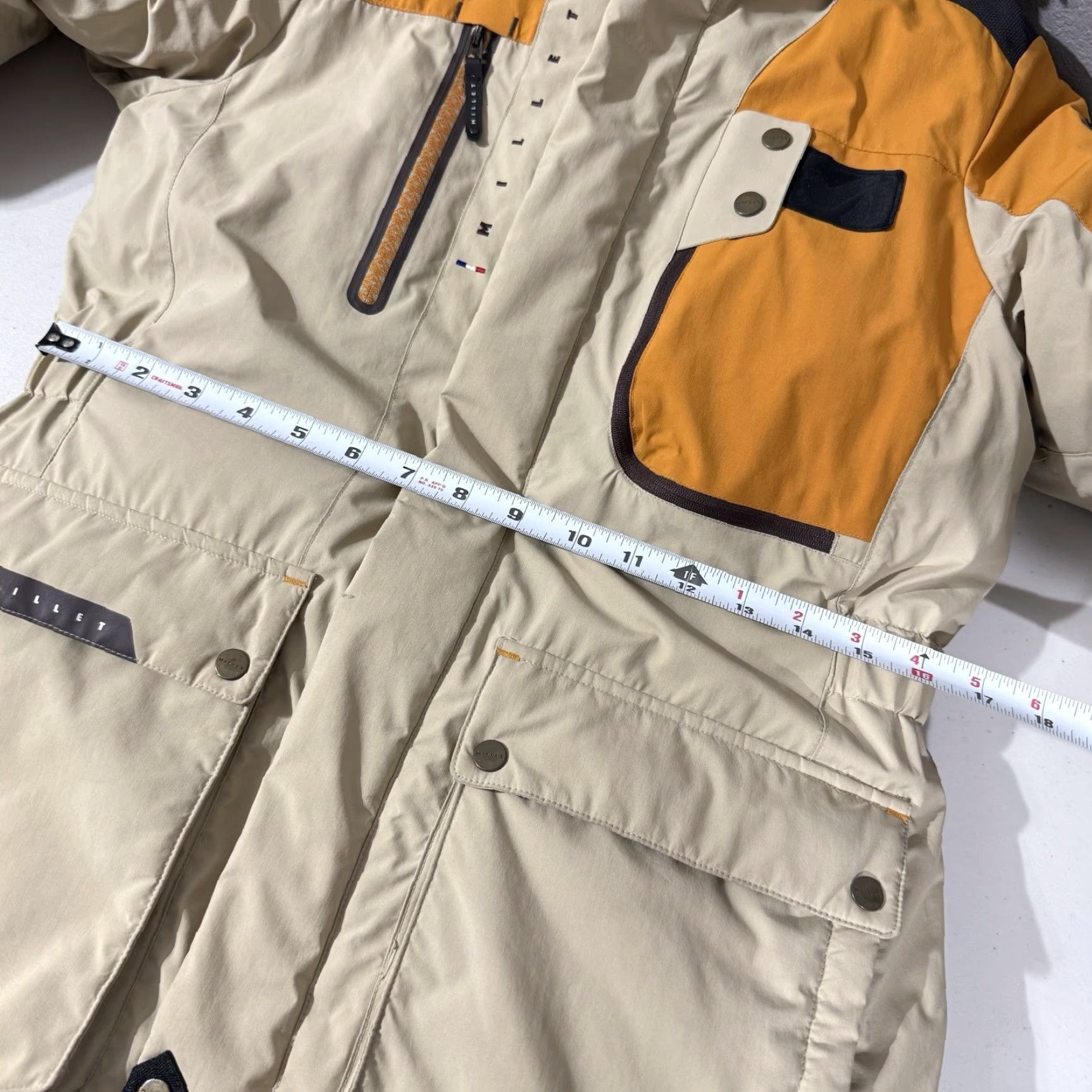 Vintage Millet Down Long Trench Jacket Coat Orange Beige Hood Women’s XS/XS Jacket, Puffer, 90/XS, Beige Orange, MilLet, Wool? Size XS / US 0-2 / IT 36-38 - 3 Thumbnail