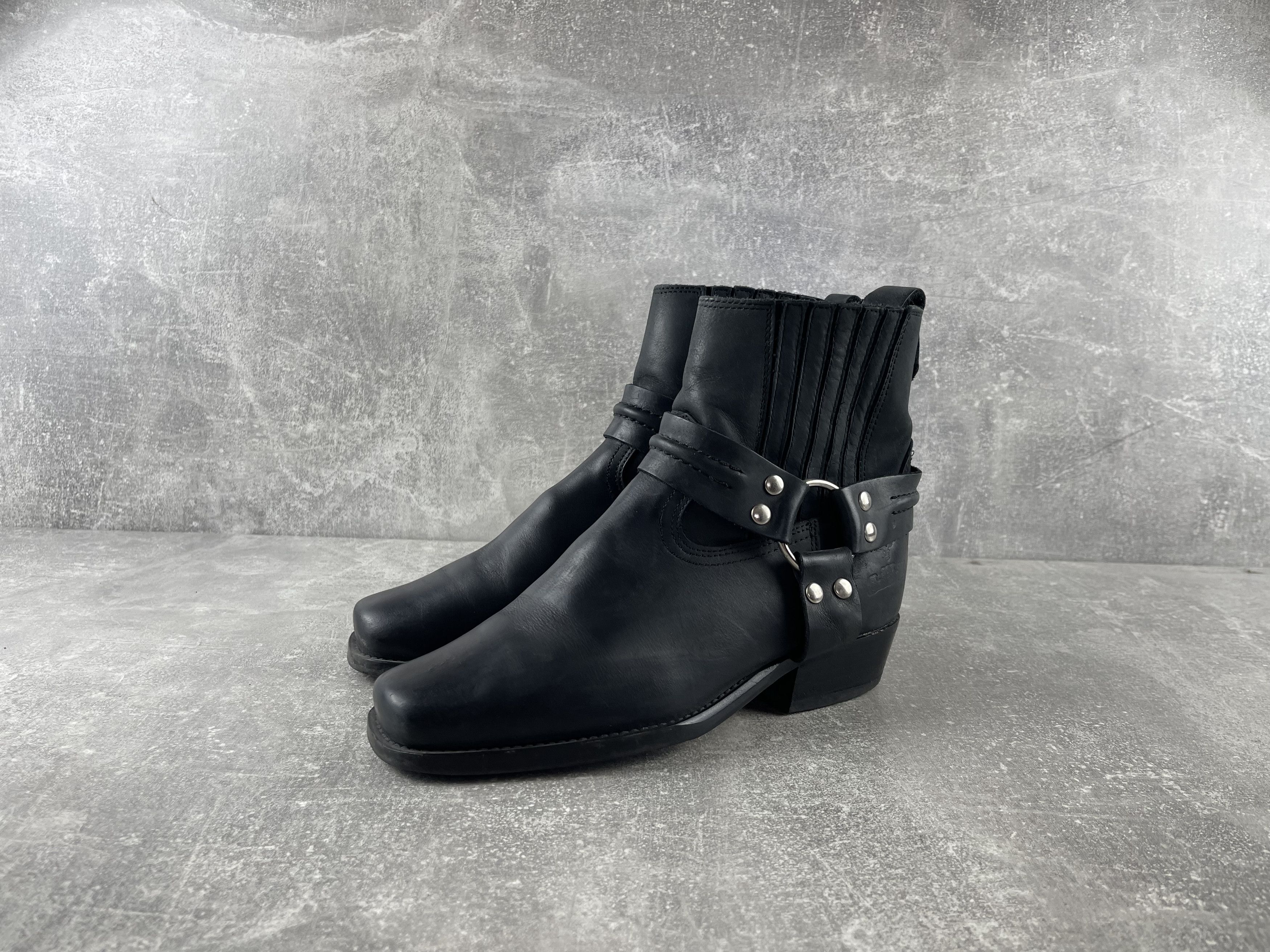 Ma+ Black leather avant garde western cowboy harness boots Size US 7 / IT 37 - 1 Thumbnail