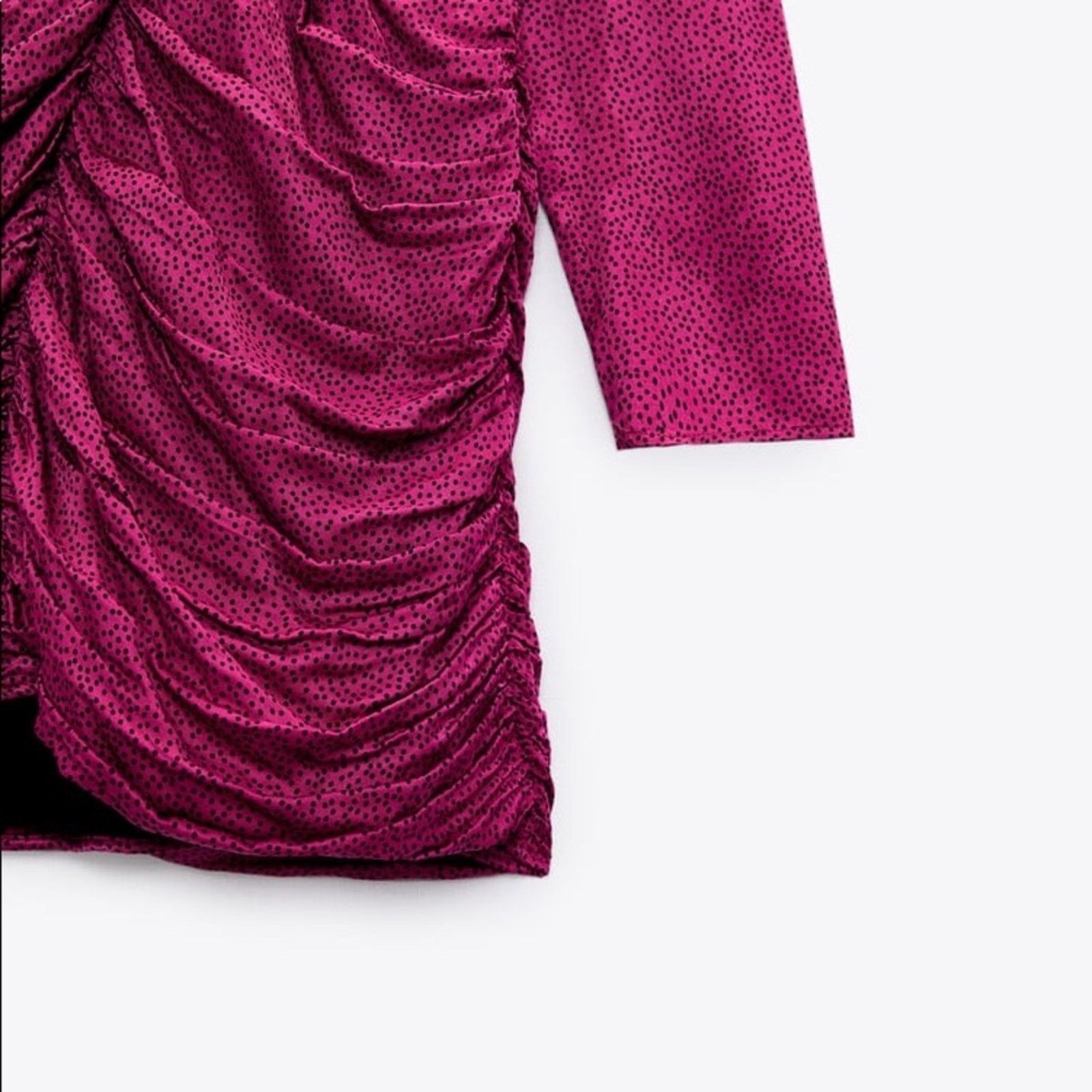Zara ZARA BLOGGER FAVORITE SATIN EFFECT PRINT DRESS FUCHSIA Size L / US 10 / IT 46 - 14 Thumbnail
