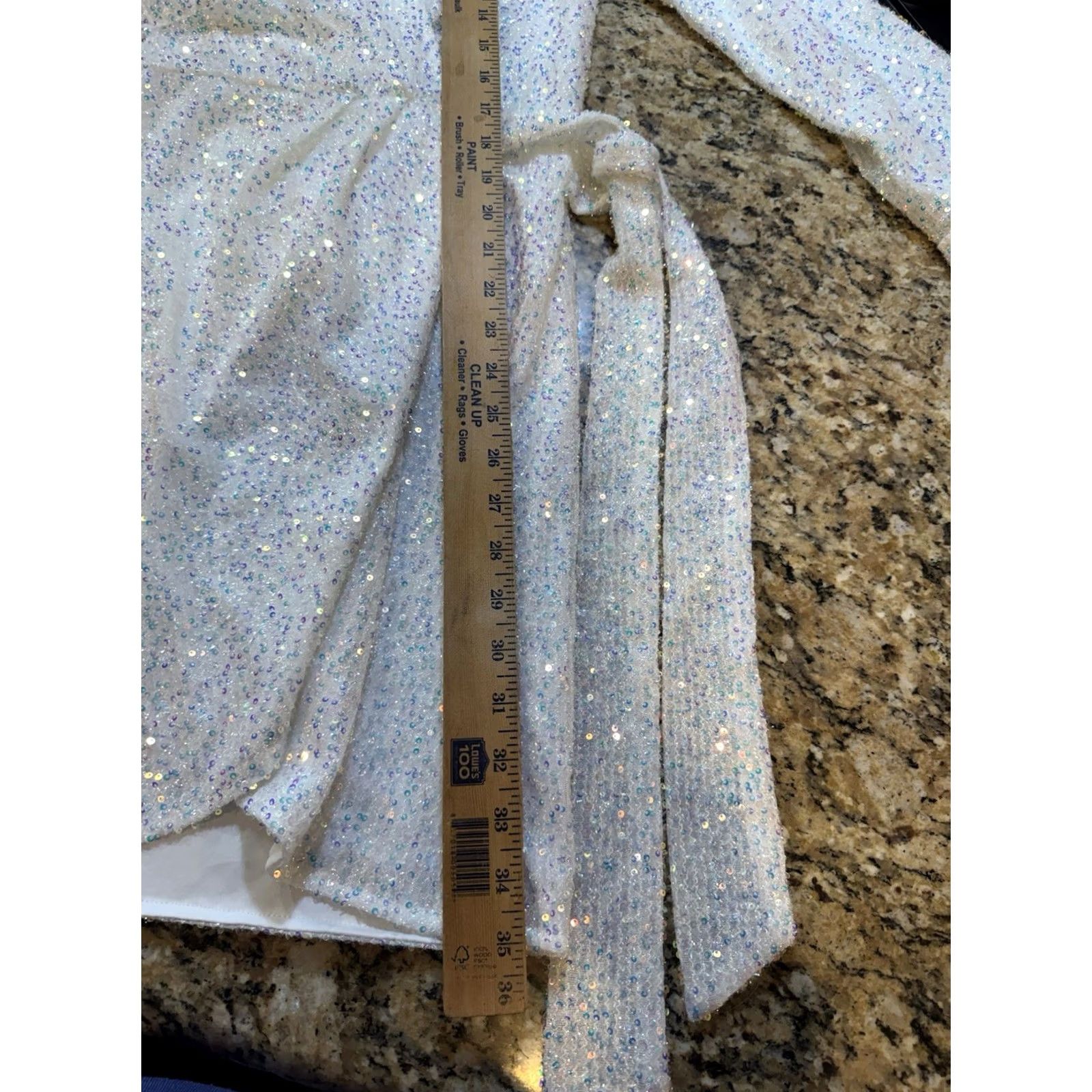 Vintage Strut & Bolt White Pearlescent Sequin Wrap Mini Dress Long Sleeve Size M Women Dress Short Sequin Wrap 90s? Size M / US 6-8 / IT 42-44 - 7 Thumbnail
